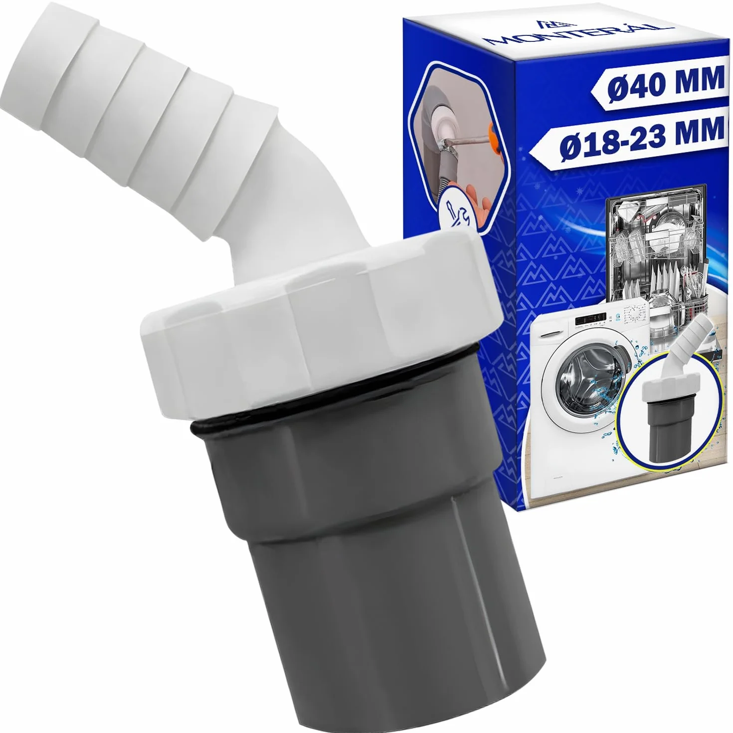 Adaptador Desague Lavadora Salida Tubo Ø40 mm Entrada Ø18-23 mm Lavavajillas MONTERAL