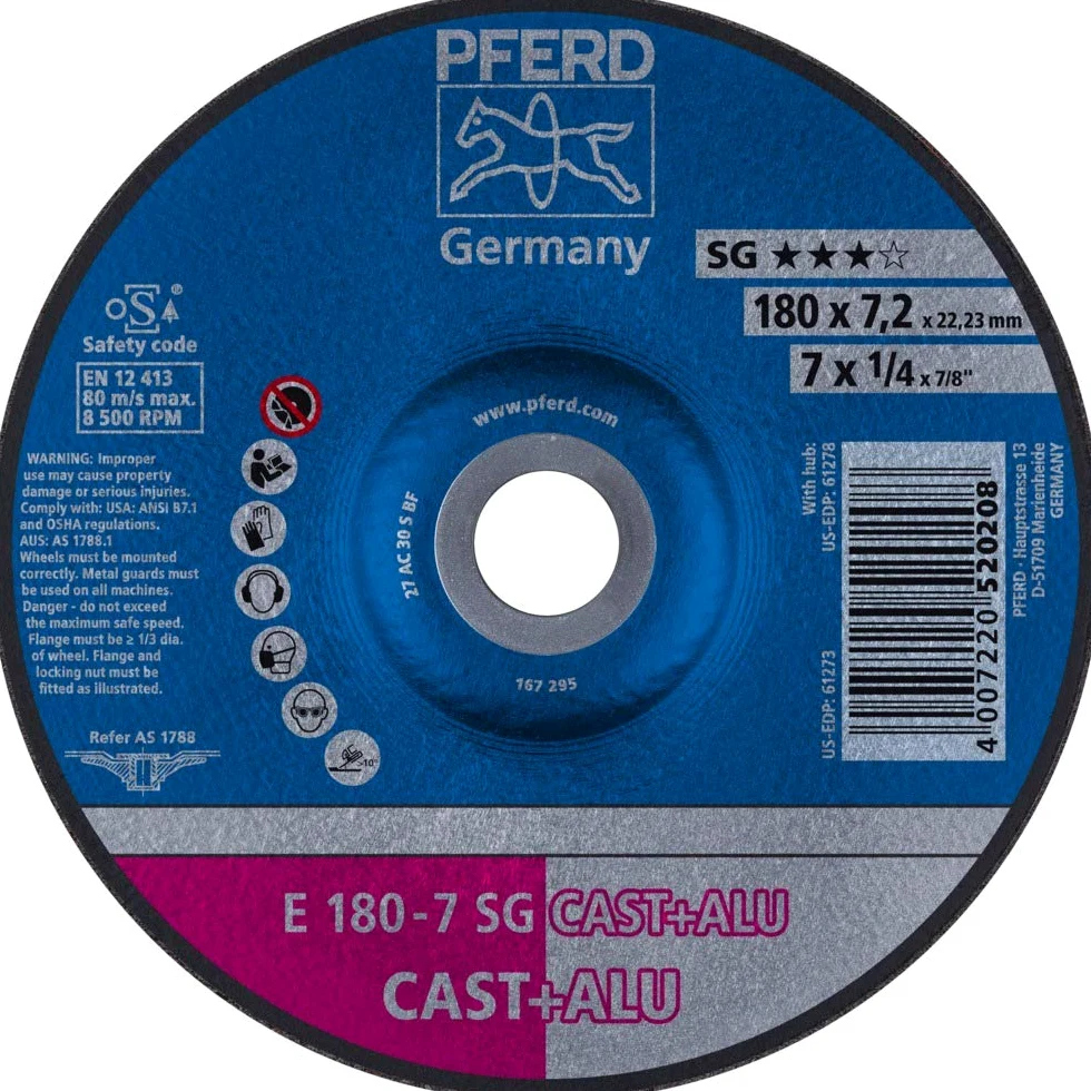 10 discos de desbaste Pferd E 180-7 SG Cast+aluminio. : 62217681