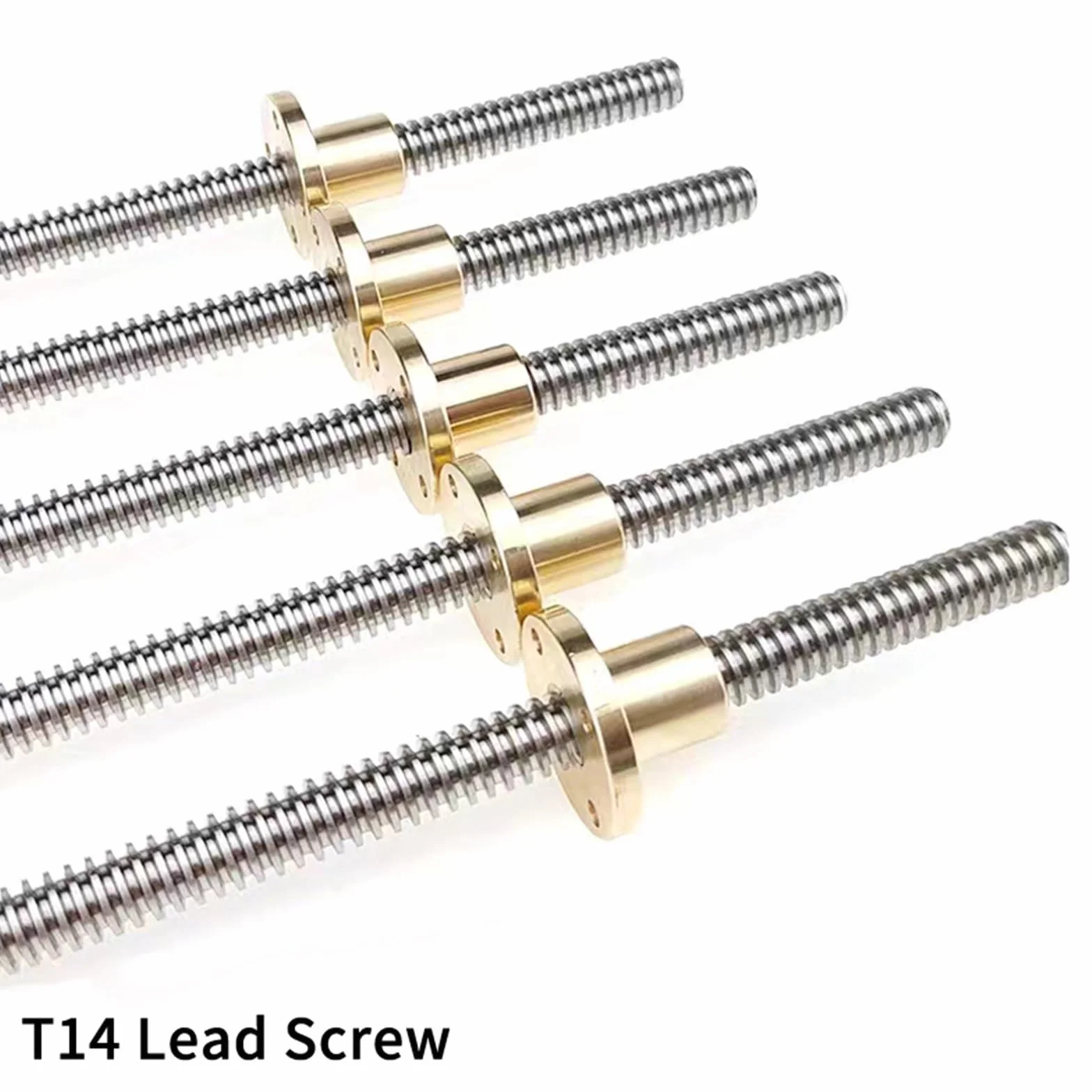 roscado juego Tornillo de rosca trapezoidal TR14x3 TR14x6, paso de 3mm, plomo de 3mm y 6mm, tornillo de avance T14 con tuerca con reborde de latón, varilla roscada completa de 14mm tornillo trapezoida