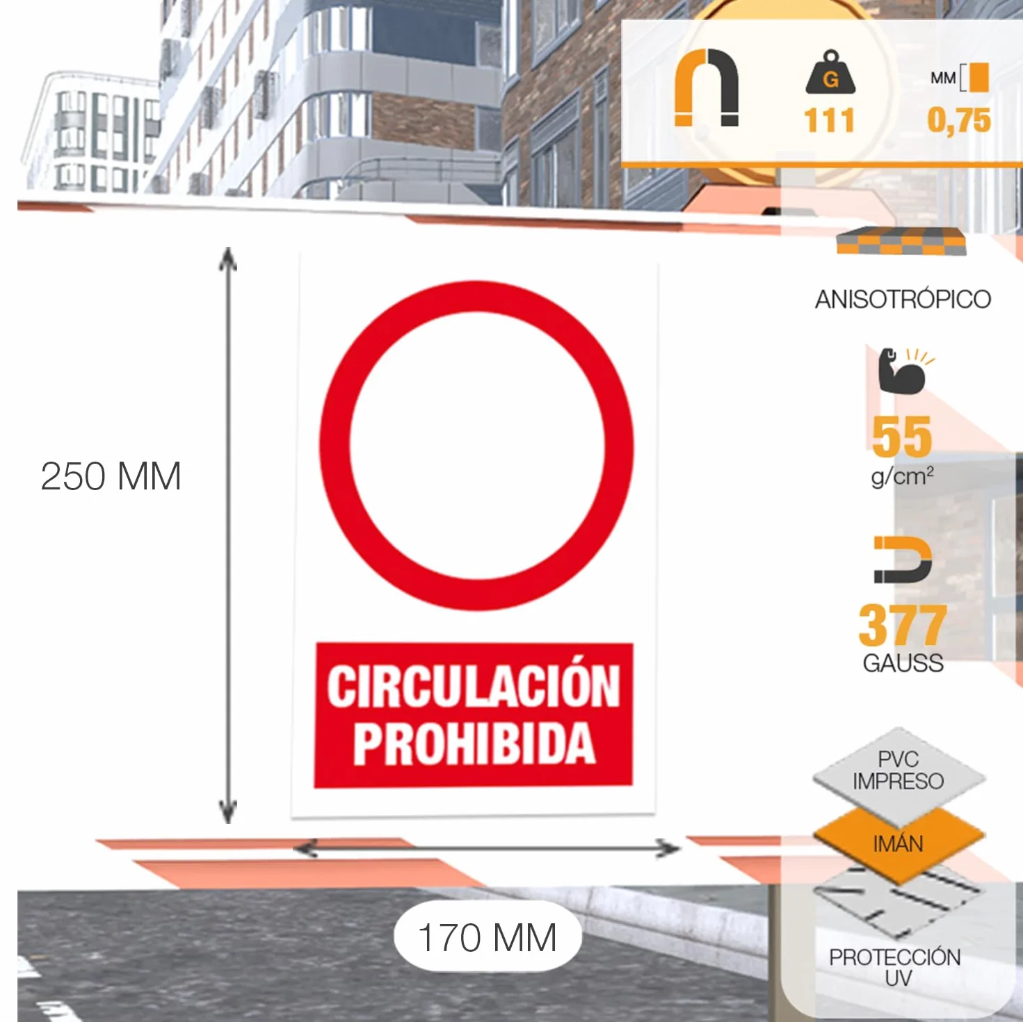 Señal magnética de prohibición "Prohibido el paso"