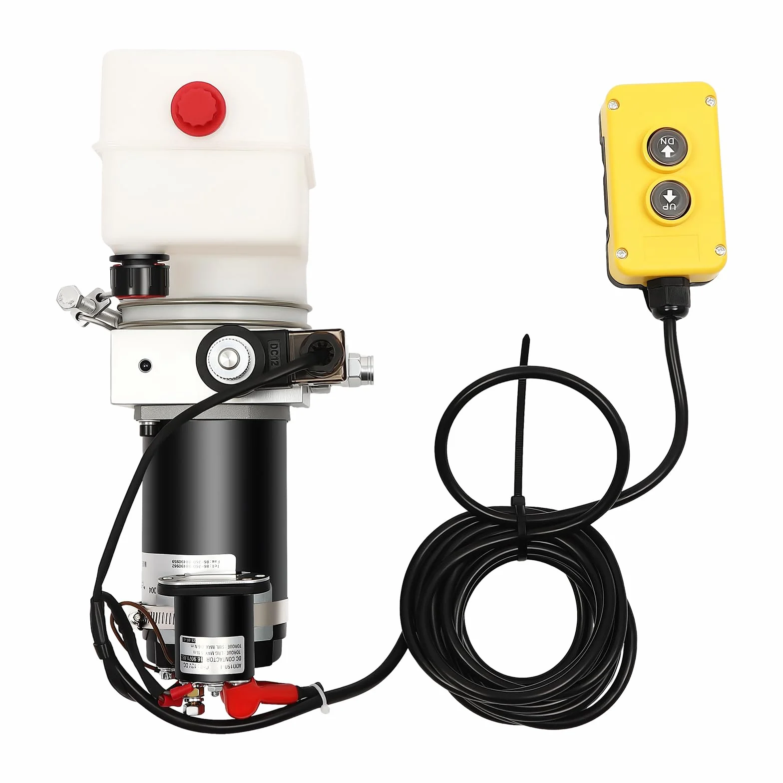 Bomba hidráulica, unidad hidráulica de 12 V, 800 W, bomba hidráulica de acción simple para volquete, 1,1 cc/r, capacidad del depósito de combustible de 1,5 l, 2850 rpm, válvula de sobrepresión