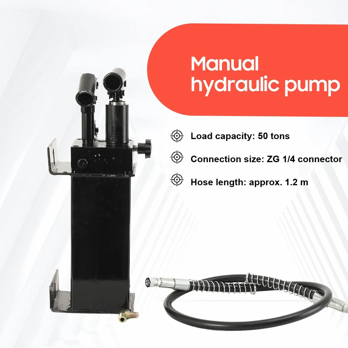 Bomba hidráulica manual 50T Bomba hidráulica de doble acción para prensa de taller hidráulica prensa de taller, 2 pistones, ZG 1/4 conector
