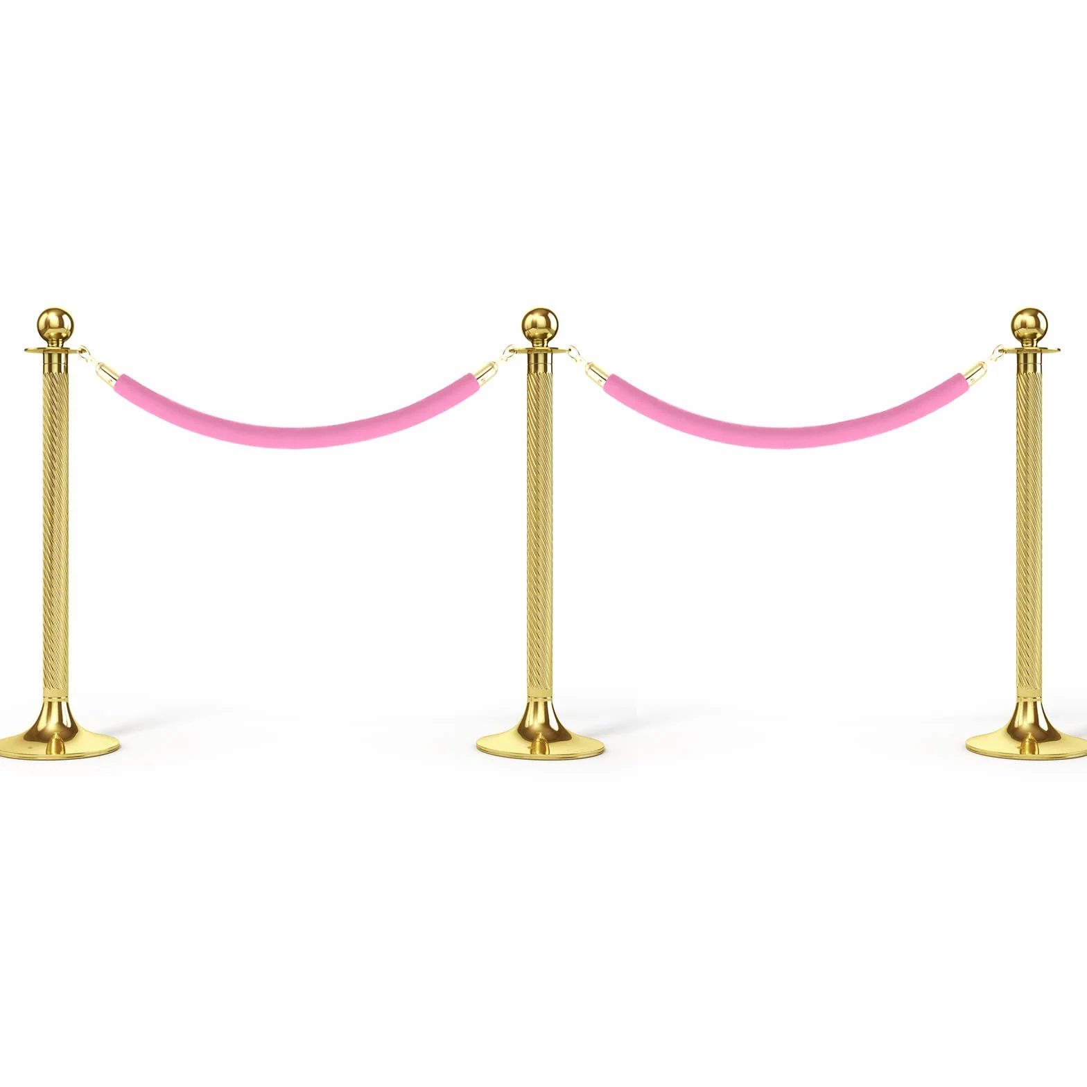 PATIKIL 4 Pies Rosa Claro Terciopelo Puntal Cuerda, 2 Paquete Multitud Control Barrera Cuerda con Presión Ganchos para Publicaciones Soportes Cola Divisor Hotel Teatro, Golden