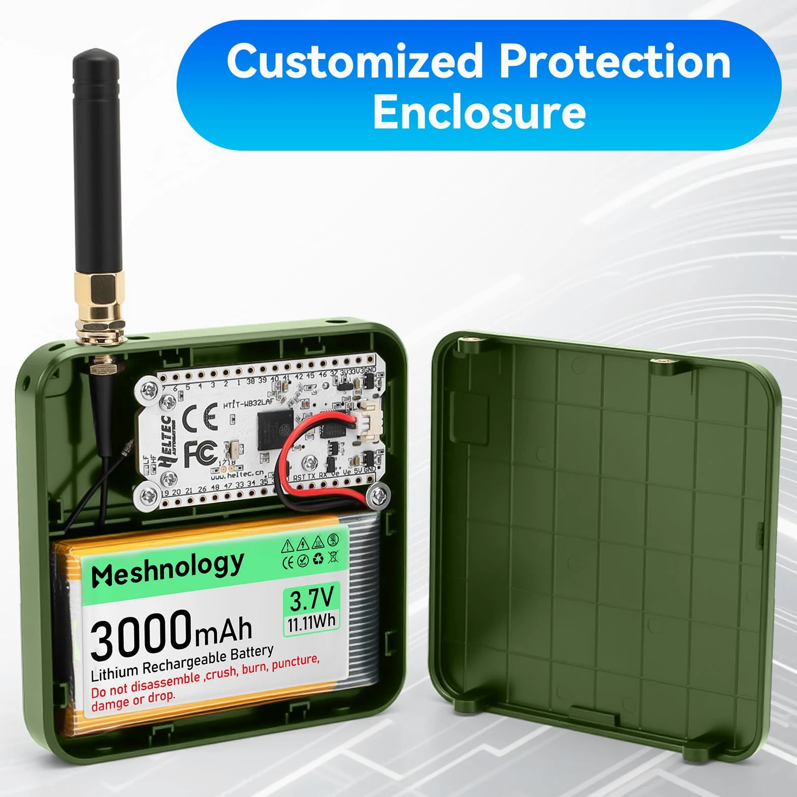 Juego de 2 placas de desarrollo ESP32 LoRa V3 con antenas de 915 MHz + batería de 3000 mAh + funda Meshtastic, ESP32-S3 SX1262 pantalla OLED WiFi Bluetooth integrada para Arduino LoRaWAN IOT (N32 Plus