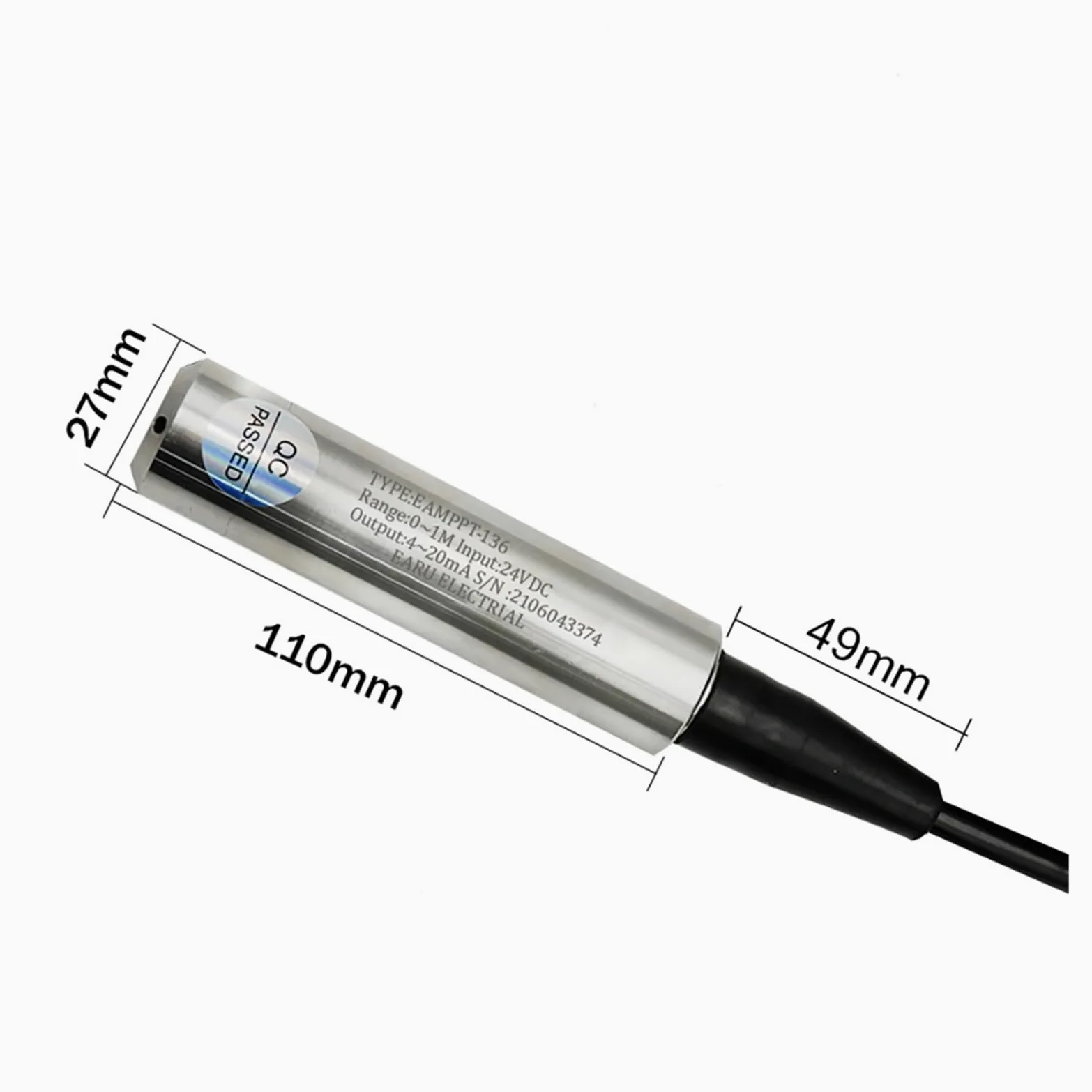 Sensor de presión de agua 1 juego de sensor de nivel de agua y aceite líquido integral con salida de 4-20 mA, transmisor de detección con controlador, interruptor de flotador y bomba(T80 Controller)