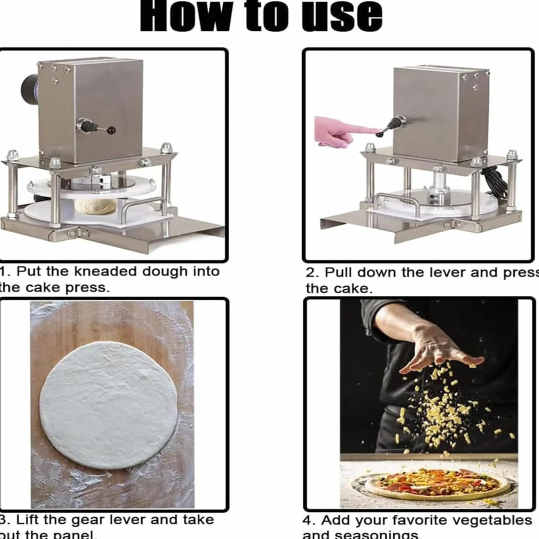 Máquina de Prensa de Masa de Pizza eléctrica 8.6 Pulgadas Mas Masa eléctrica Roller Sheeter Pizza Pizza Pastry Prestry Machine para presionar Pasteles de Mano de Pizza