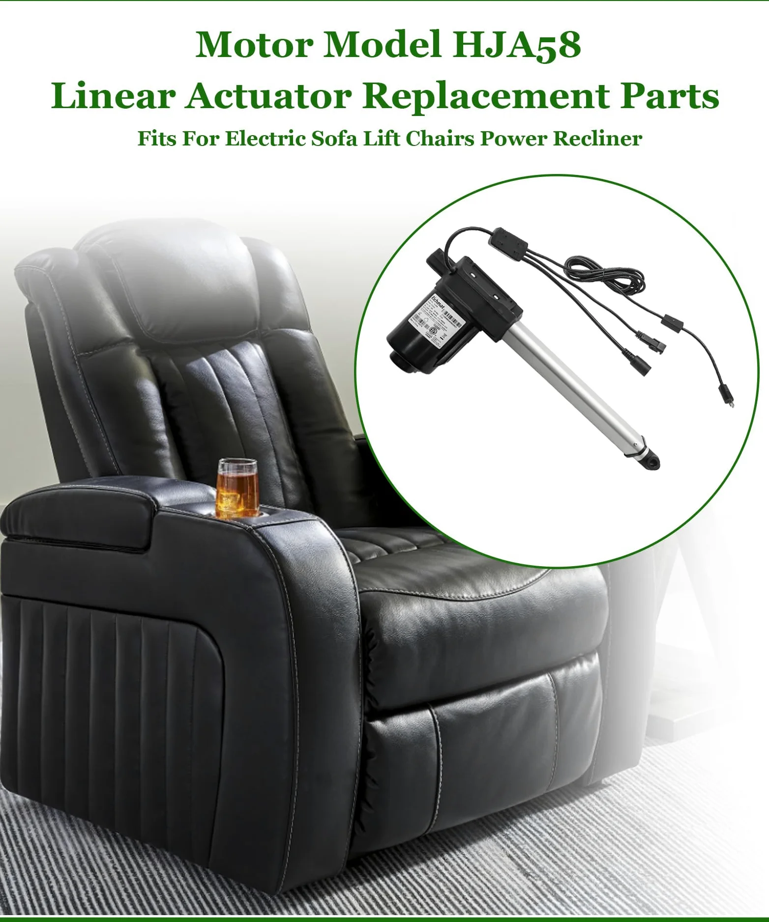 Modelo de motor HJA58 - Piezas de repuesto de actuador lineal para sillas elevadoras eléctricas de sofá, reclinable, repuesto para motor de actuador GM1450-LM