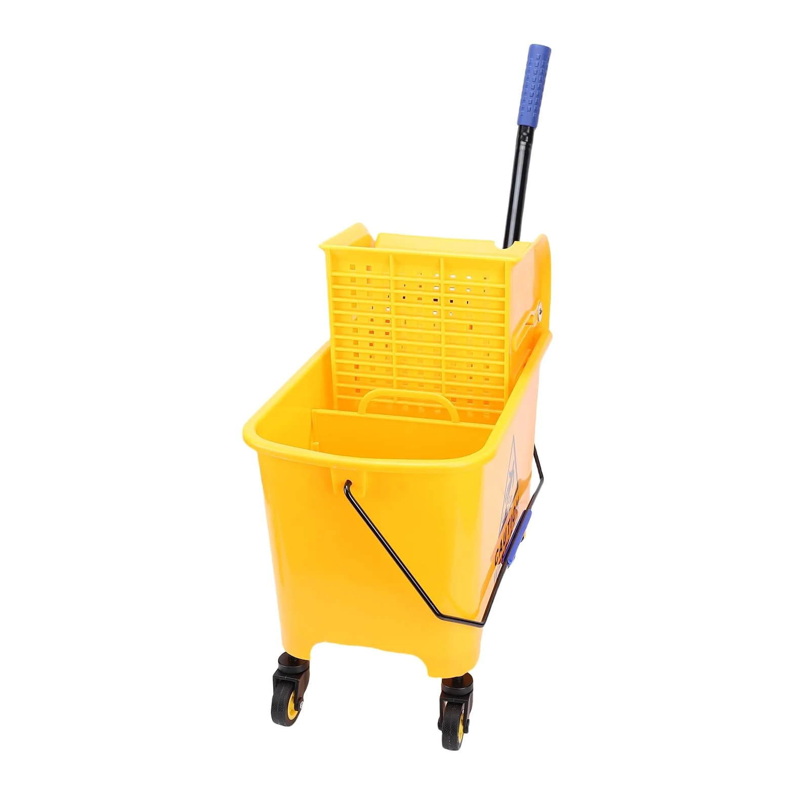 Cryfokt Cubo para Fregona de 20 litros con Escurridor Lateral para Limpieza Comercial Diseño de Plástico Amarillo Duradero Ideal para Restaurantes y Oficinas