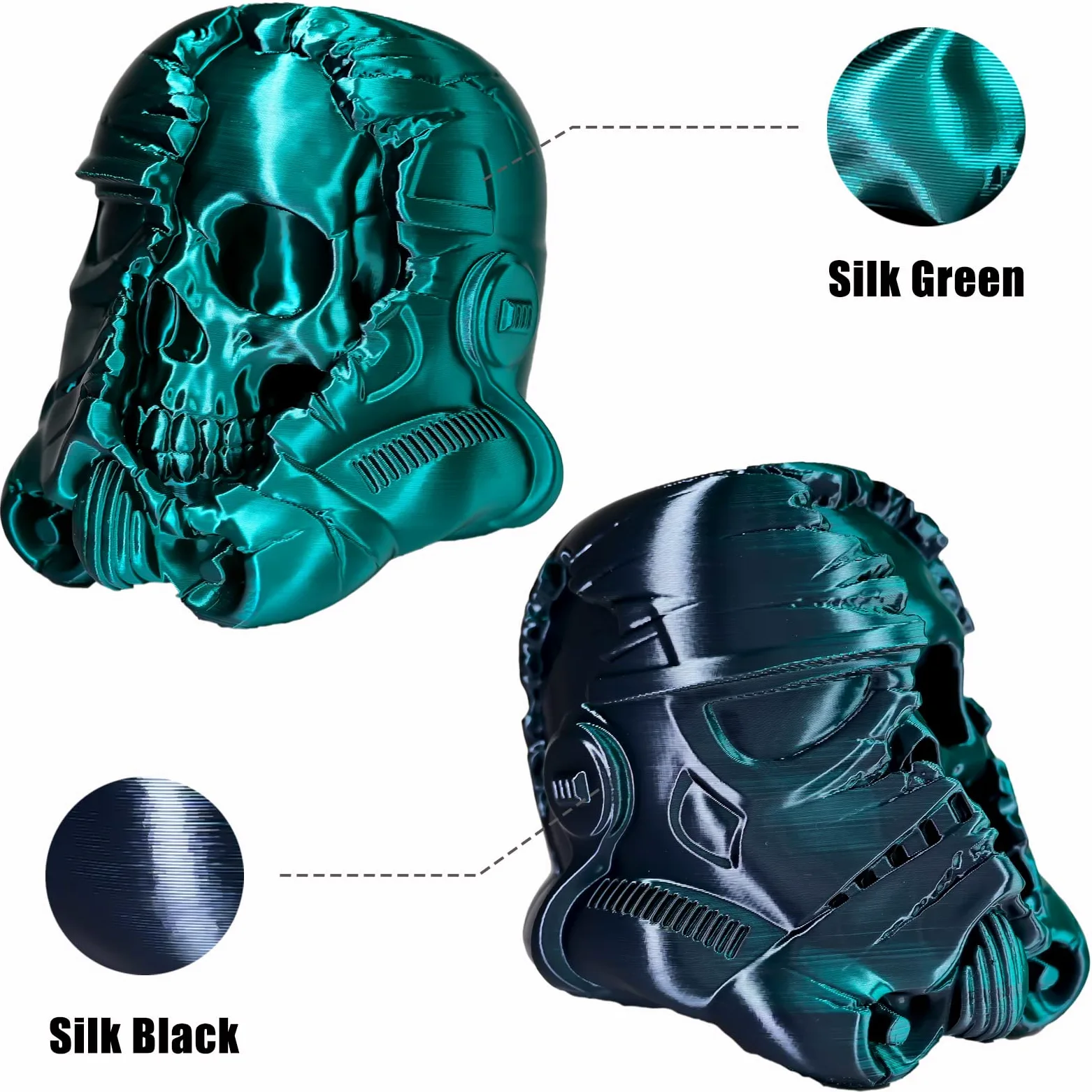 Filamento PLA de 1.75 mm, filamento de impresora 3D de ácido poliláctico sedoso, filamento de doble color, negro y verde, coextrusión 2 en 1, filamento PLA de 1.75 mm +/-0.02 mm, 1 kg