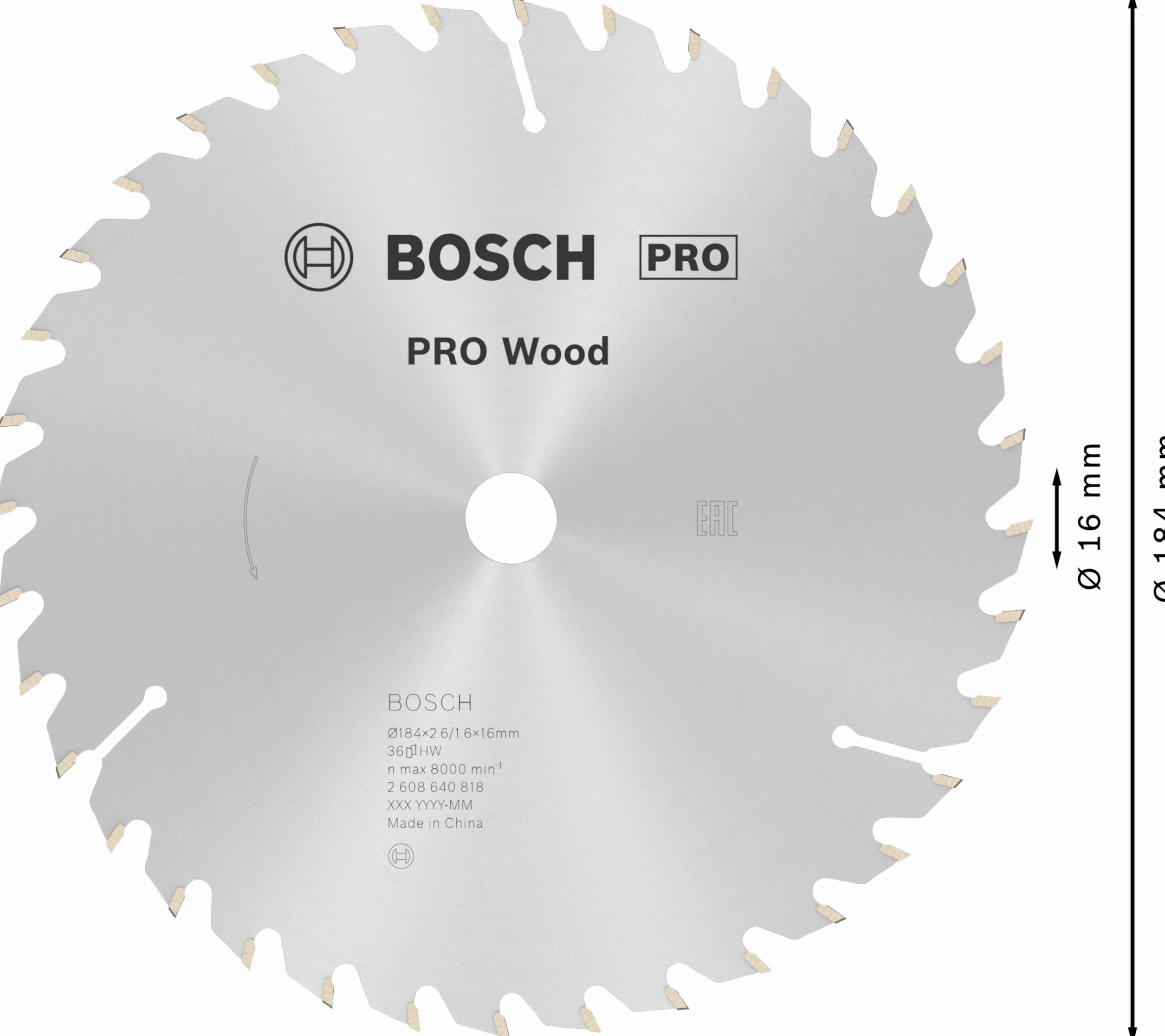 Bosch Hoja de sierra circular Optiline Wood 184 x 16 x 2,6 mm 36