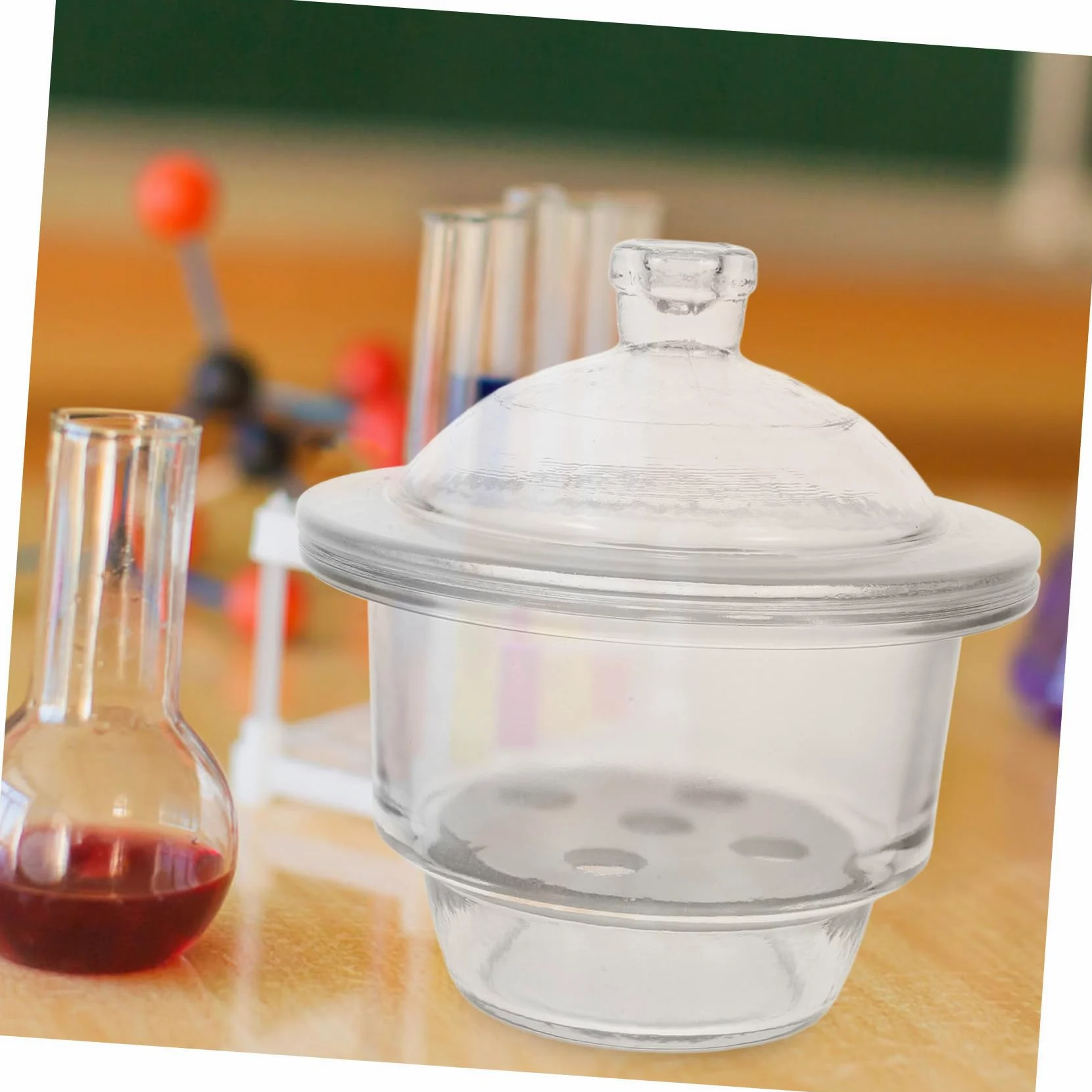 Desecador de Vidrio para Laboratorio, Alta Transparencia, Uso Científico | Operación Cómoda, Apto para Aprendizaje y Experimentos, Frasco Desecador de Vidrio