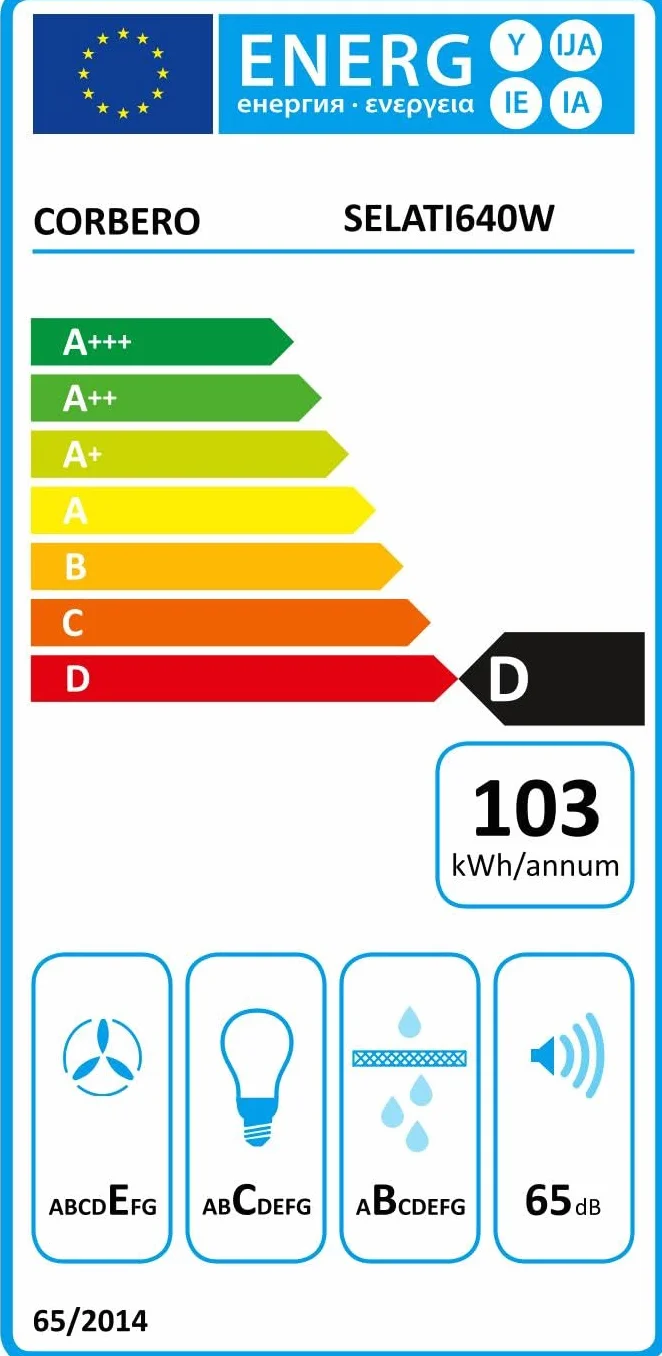 Corbero Campana Convencional 60 cm SELATI640W 400 m3/h 65db 191,5 W Blanco