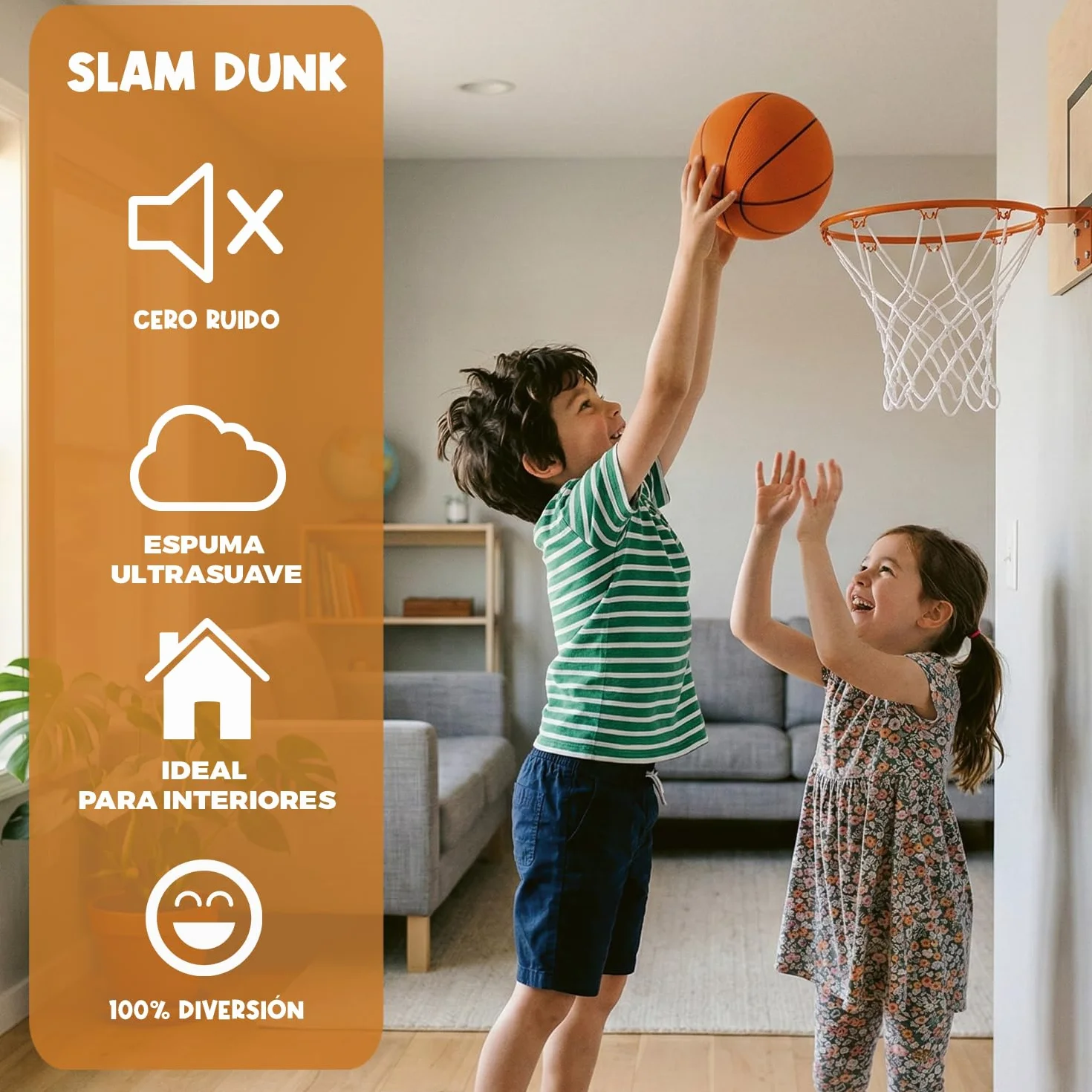 AirSlam® Balón de Baloncesto de Espuma Silencioso 24 cm para Niños Interior