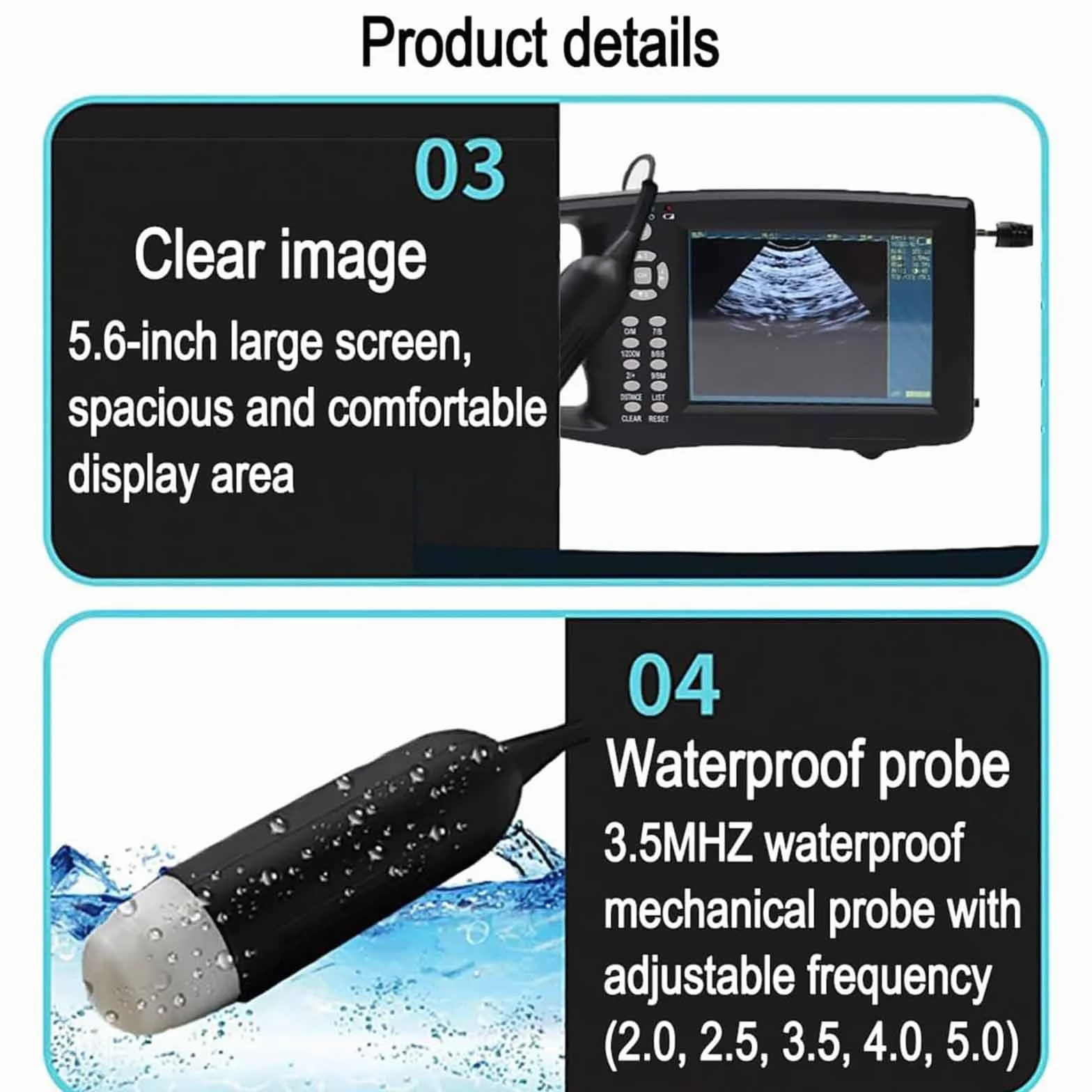 Ecógrafo Para Animales,Escáner Veterinario Para Gestación En Cerdas Y Ovejas,Detector Ultrasonido Veterinario Mano,Pantalla LED 5.6" Con Sonda 3.5 Mhz,Para Gestación En Cerdas Y Ovejas
