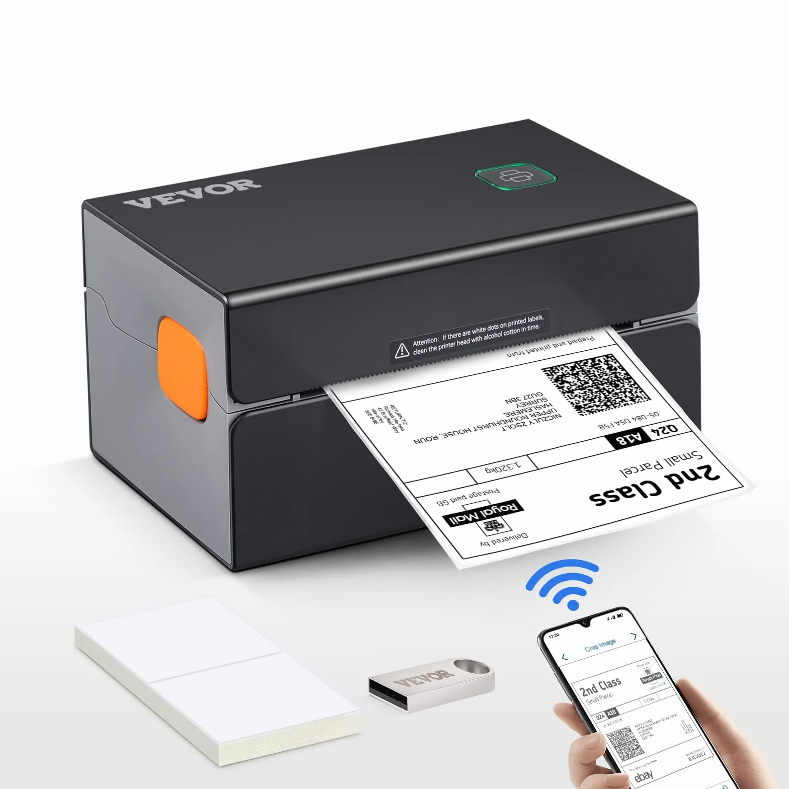 VEVOR Impresora de Etiquetas de Envío Alta Velocidad USB/BT Impresora Térmica de Etiqueta 4x6 300DPI Creador de Etiquetas de Escritorio Compatible con Amazon Ebay Shopify PayPal Etsy para Windows Mac