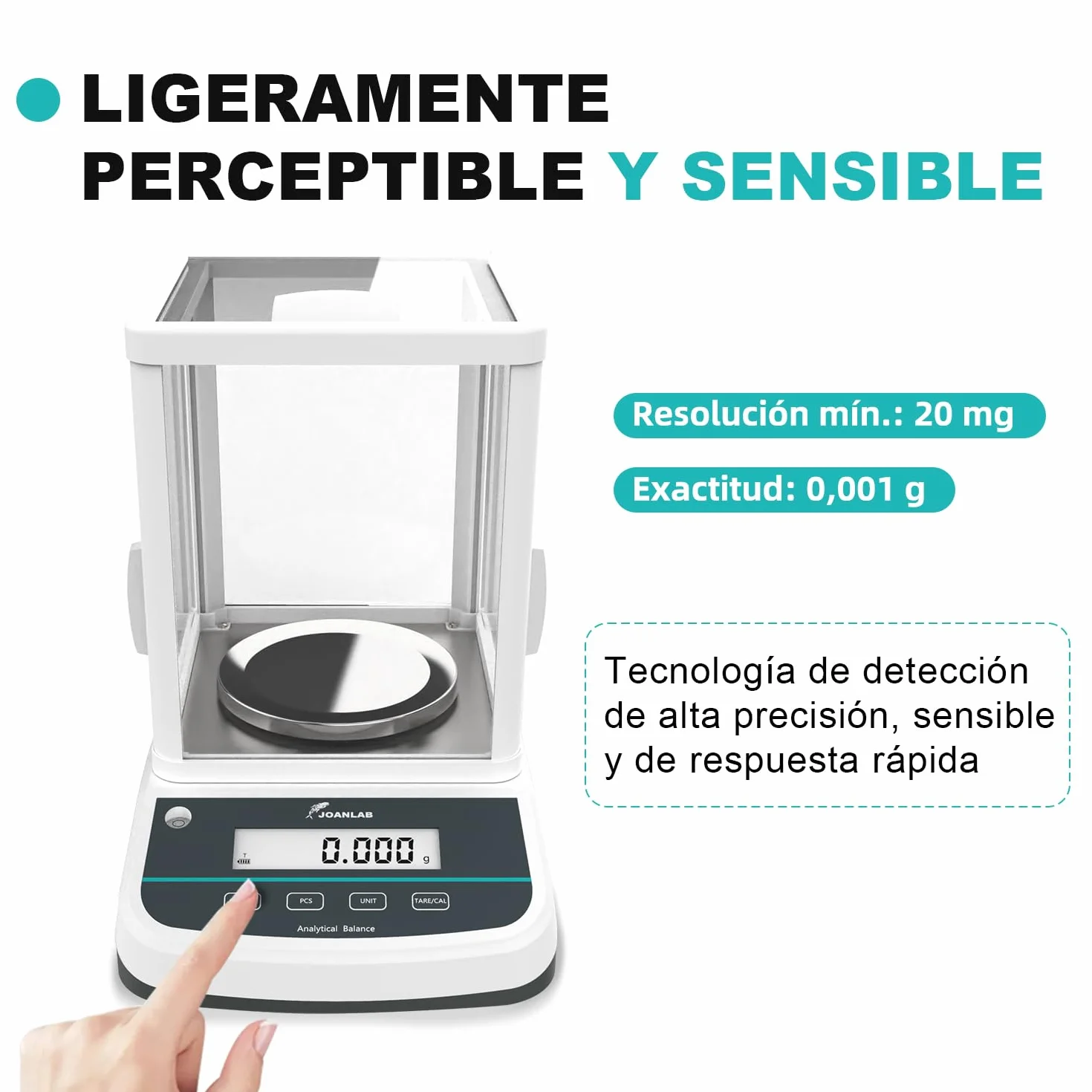 JOANLAB Balanza Analítica de Doble Pantalla 200g x 0,001g, Báscula de Laboratorio Alta Precisión con Calibración Externa, Pantalla LCD Retroiluminada para Laboratorio, Joyería & Farmacia(FA2003S)