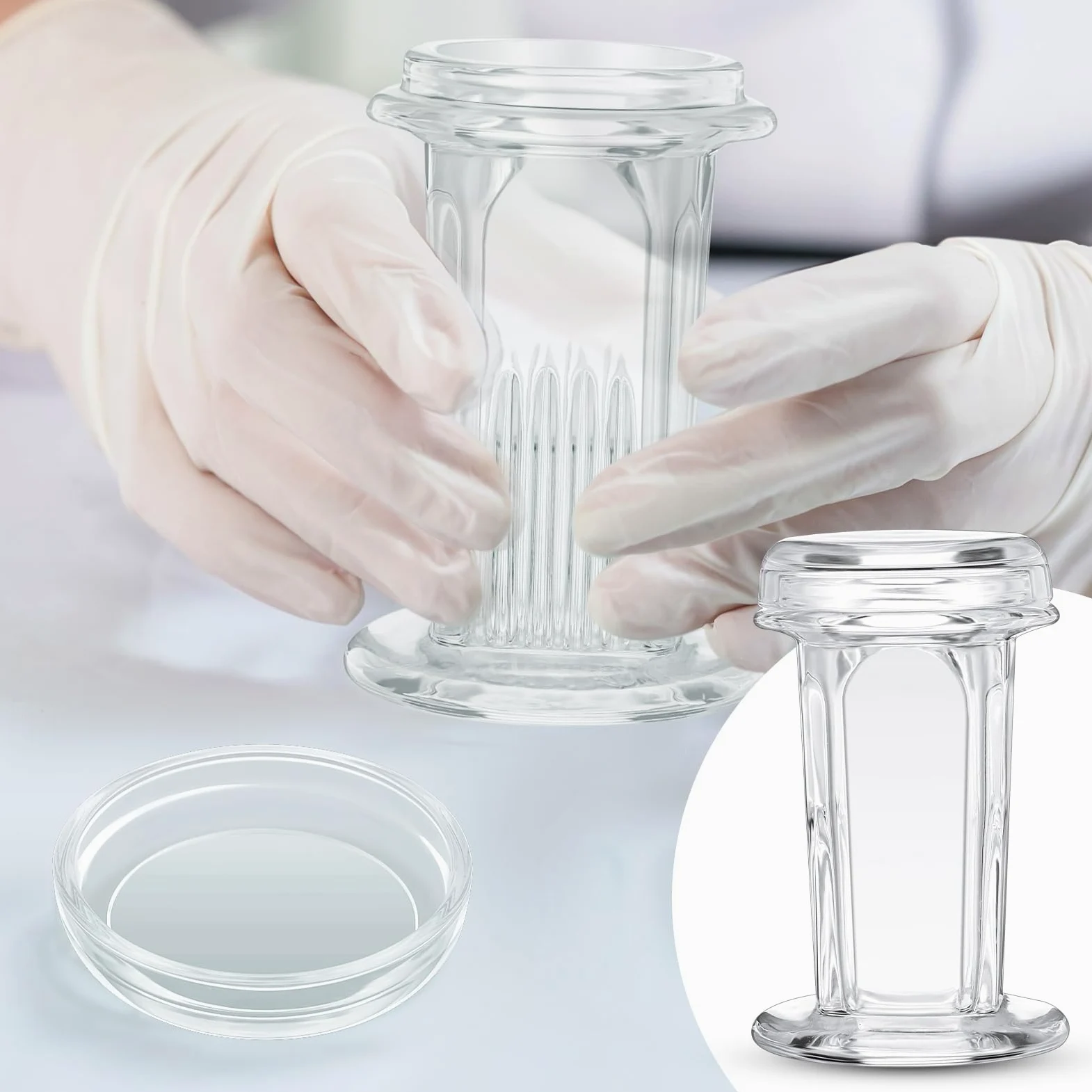 Sieral 6 tarros de tinción con capacidad para 5 diapositivas, 60 ml, tarro de vidrio con tapa para suministros de microscopio de laboratorio