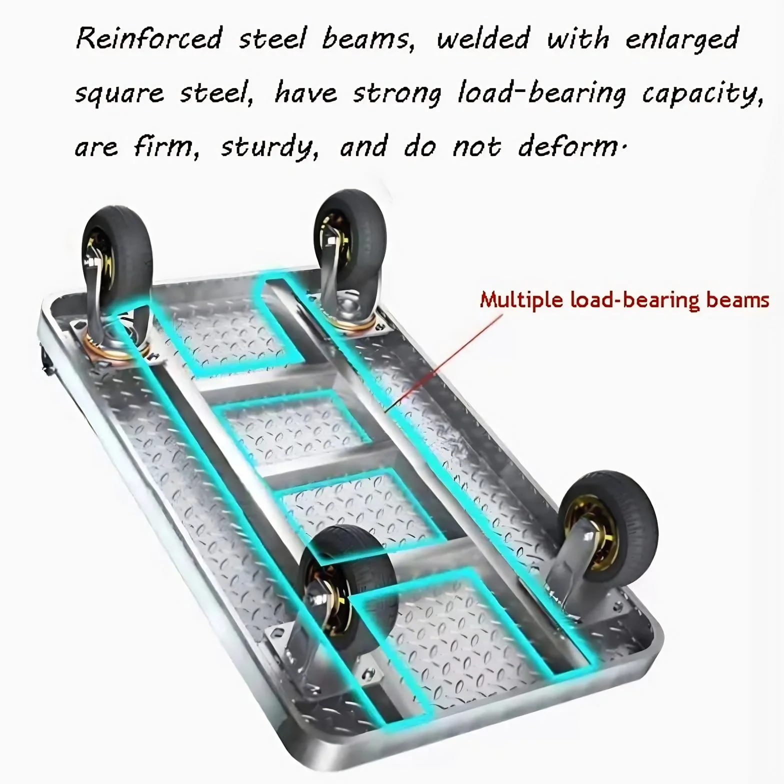 500kg Carro de Plataforma Resistente, Plataforma Rodante de Acero, Carretilla de Mano Plegable con Plataforma de Trabajo de 90x60 cm para Carga y Almacenamiento