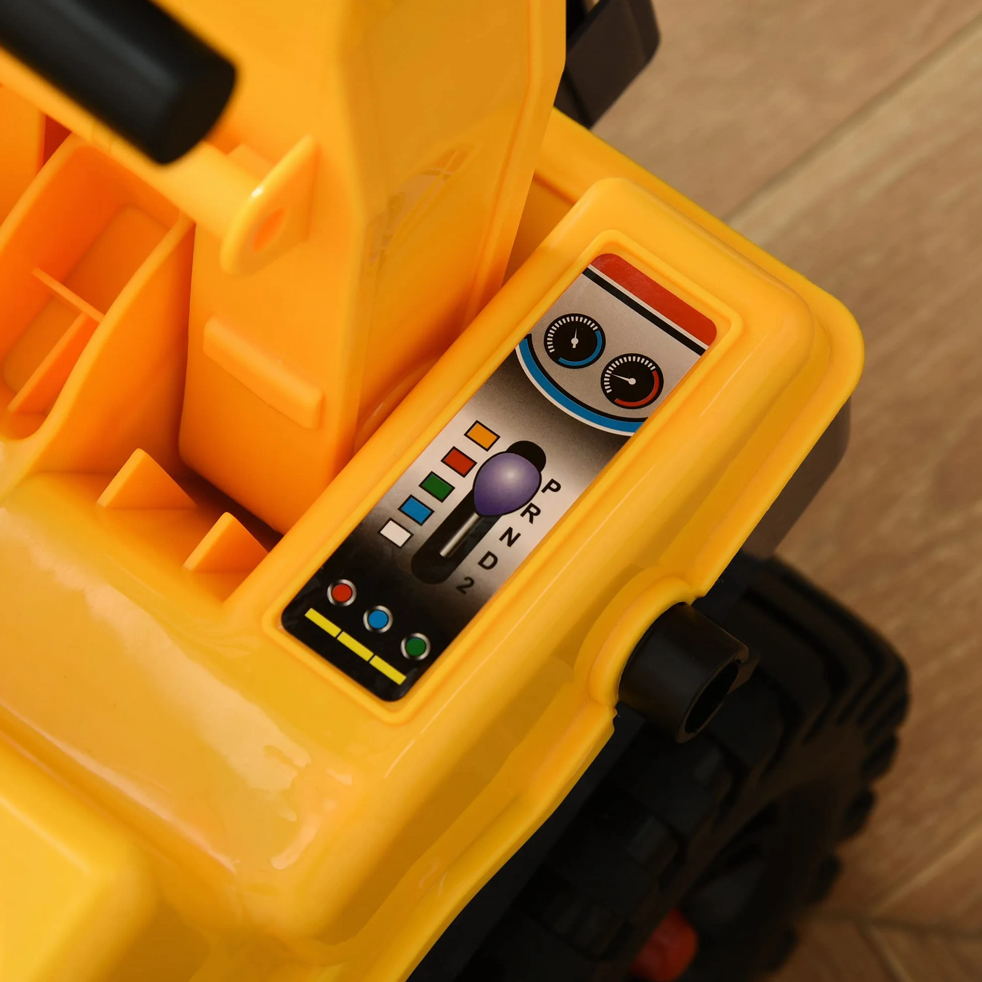 HOMCOM Tractor sin Pedales para Niños Excavadora Correpasillos con Pala Delantera Luces Música 90x28x58 cm Amarillo