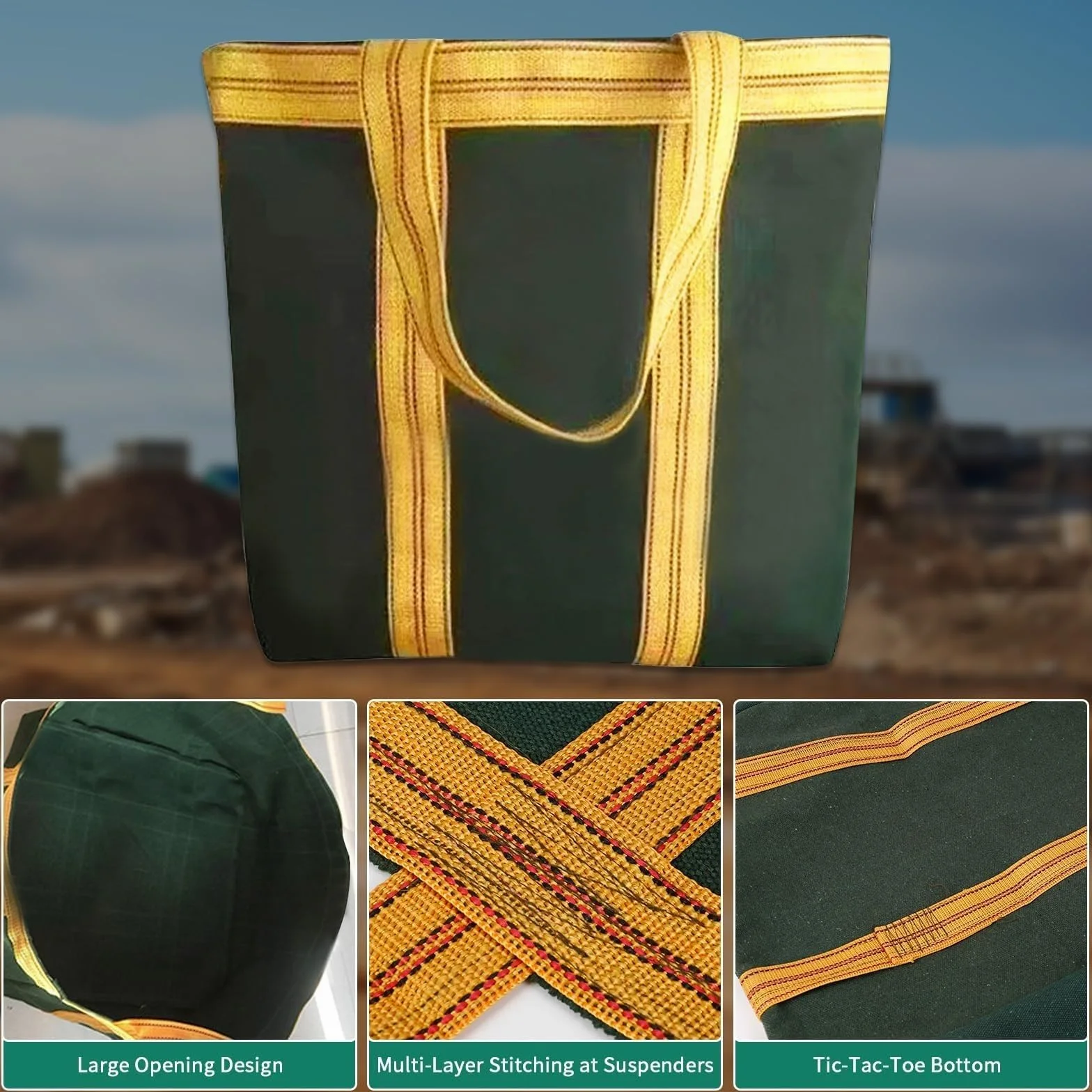 Bolsa de elevación con eslinga de nailon: bolsas de elevación reutilizables y duraderas, bolsa de vela tejida para grúas, plataformas y montacargas, para herramientas de manipulación industrial(50 X 5