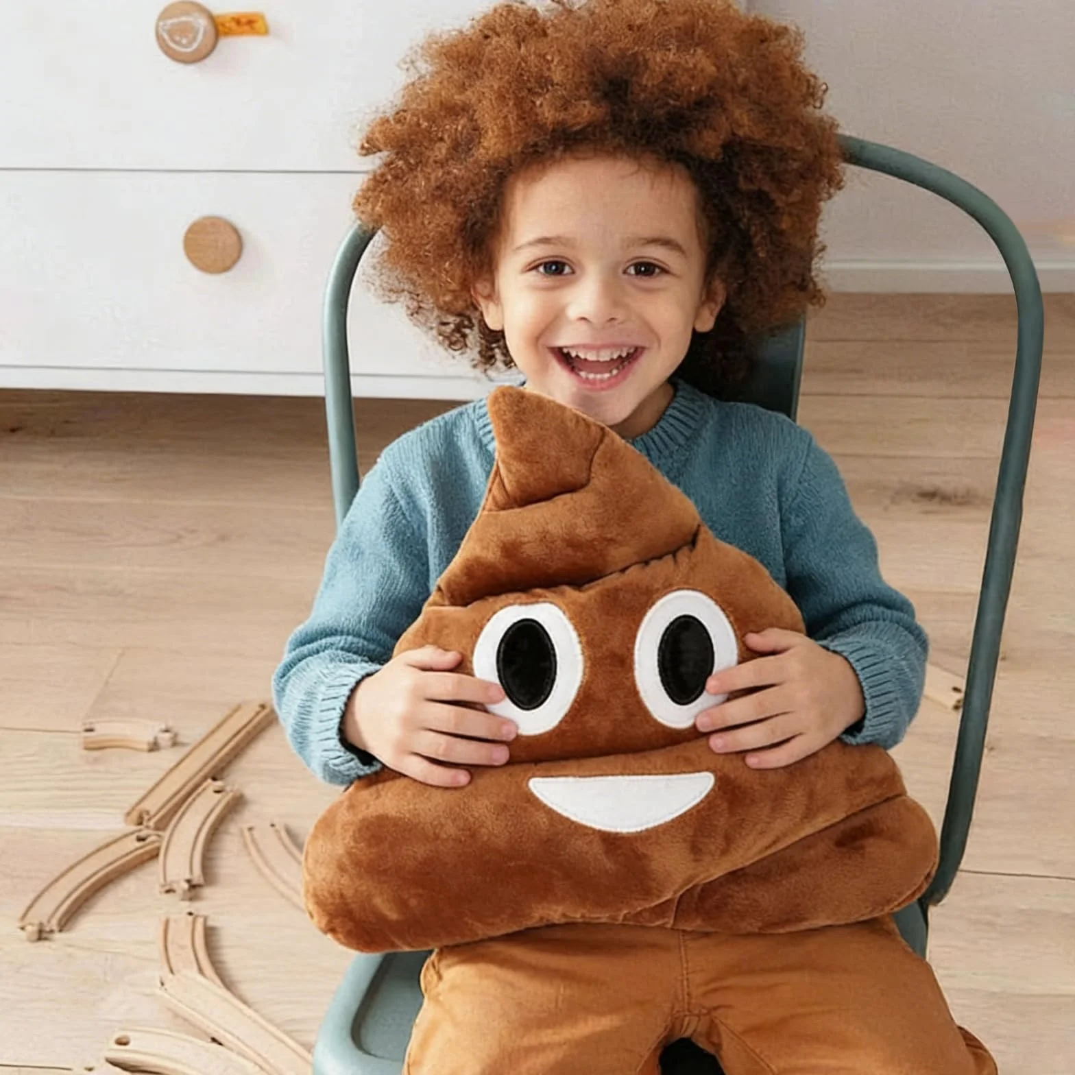 Cojín de Peluche Caca 35cm, Emoticono, Adorable, Regalo Divertido