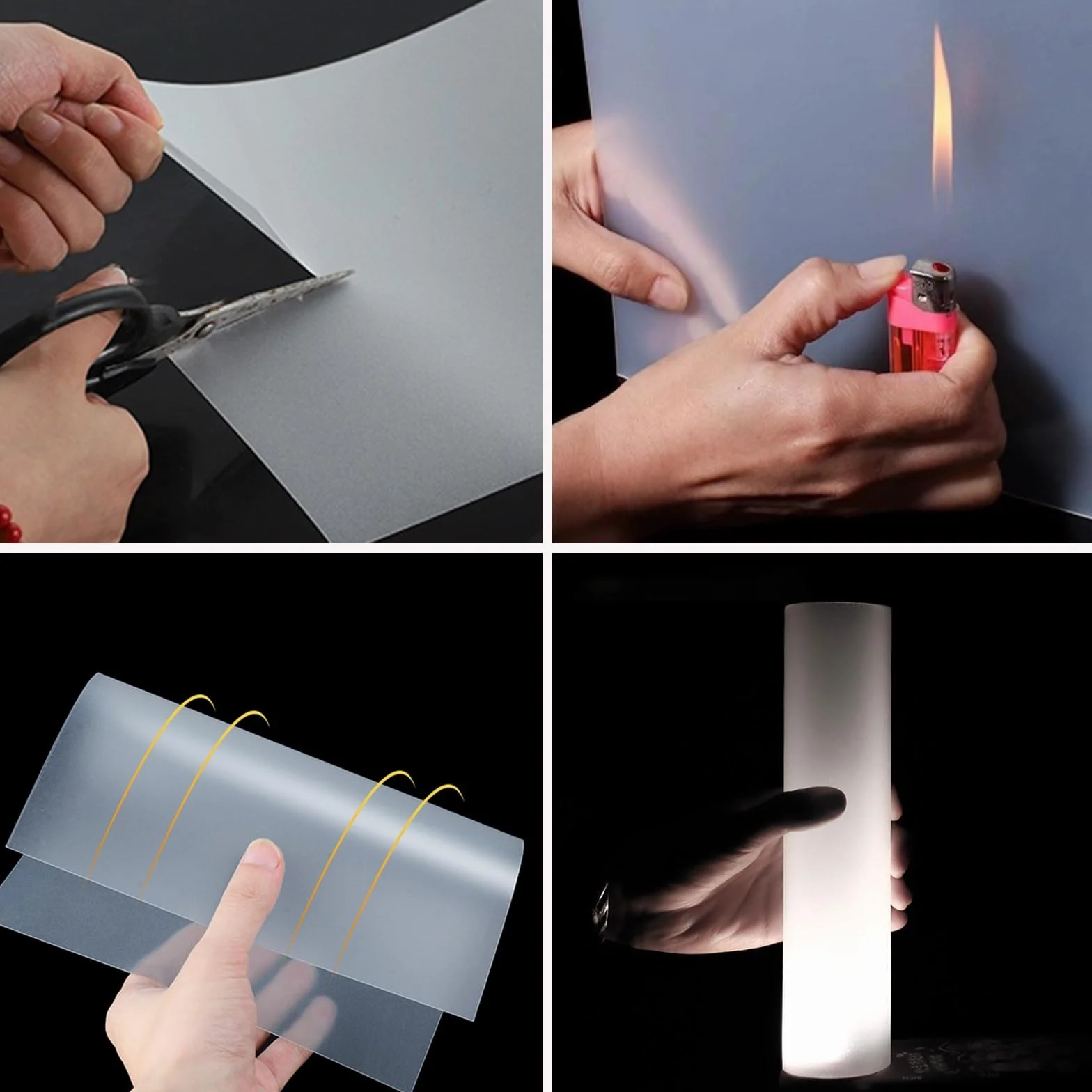 Hoja de plástico PP esmerilado de 200x100 mm - Panel de polipropileno mate semitransparente for manualidades, patrones de costura y señalización(Thick:3mm)