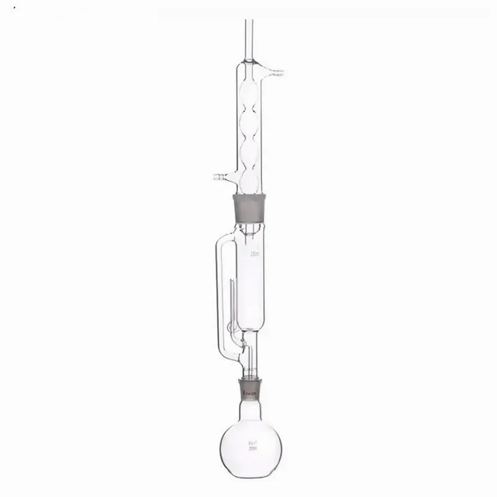 Equipos y suministros de laboratorio Aparato de extracción Soxhlet vidrio 250 ml con condensador bulbo y cuerpo extractor. Cristalería laboratorio