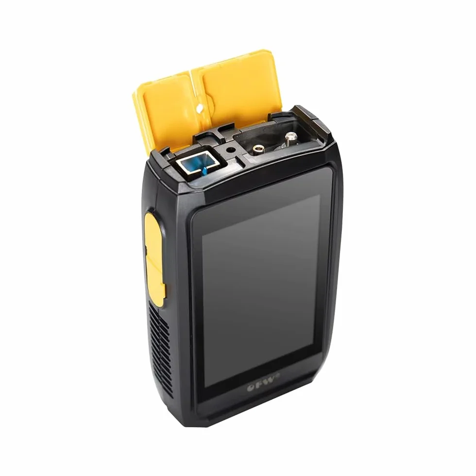 Mini OTDR Reflectómetro óptico del campo del tiempo, probador multifuncional de fibra óptica OTDR 1550nm 20dB reflectómetro óptico de pantalla táctil OPM VFL(con iola)