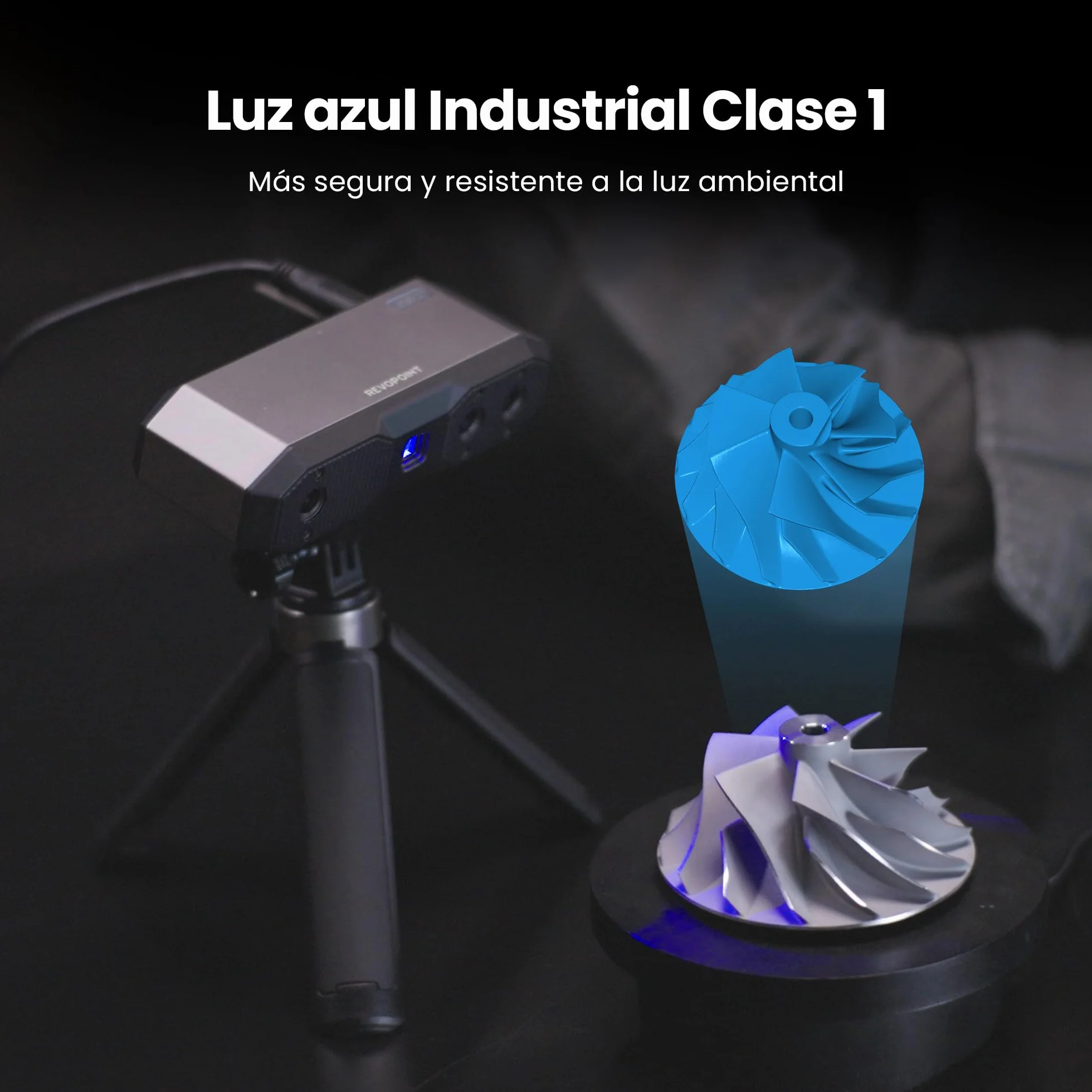 Revopoint MINI 2 Portátil Escáner 3D para Impresión 3D, Precisión 0,02mm, Escaneo Rápido 16 fps, Luz Azul Industrial, Escáner de Color Modelo 3D para Dental, Joyería y Objetos Pequeños, Estándar