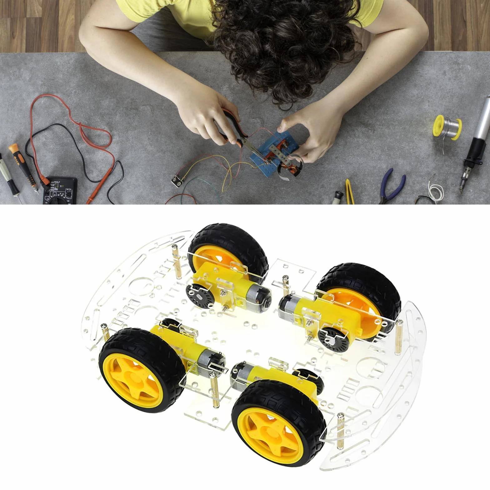 Smart Car Robot 4WD Chasis Kit con 4 Motores DC para Clases