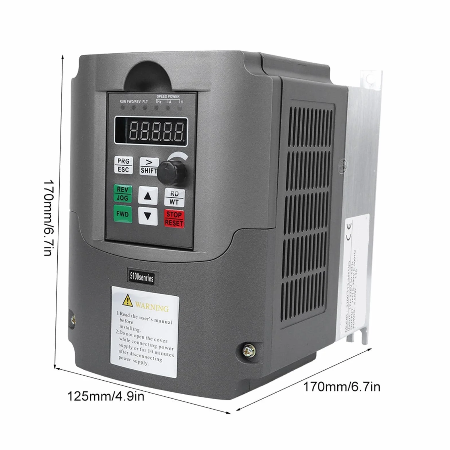 Oumefar Inversor VFD 5.5KW, Convertidor Frecuencia 220V Monofásico a 380V Trifásico, Control Motor con Ventilación, Controlador de Motor con Variador de Frecuencia