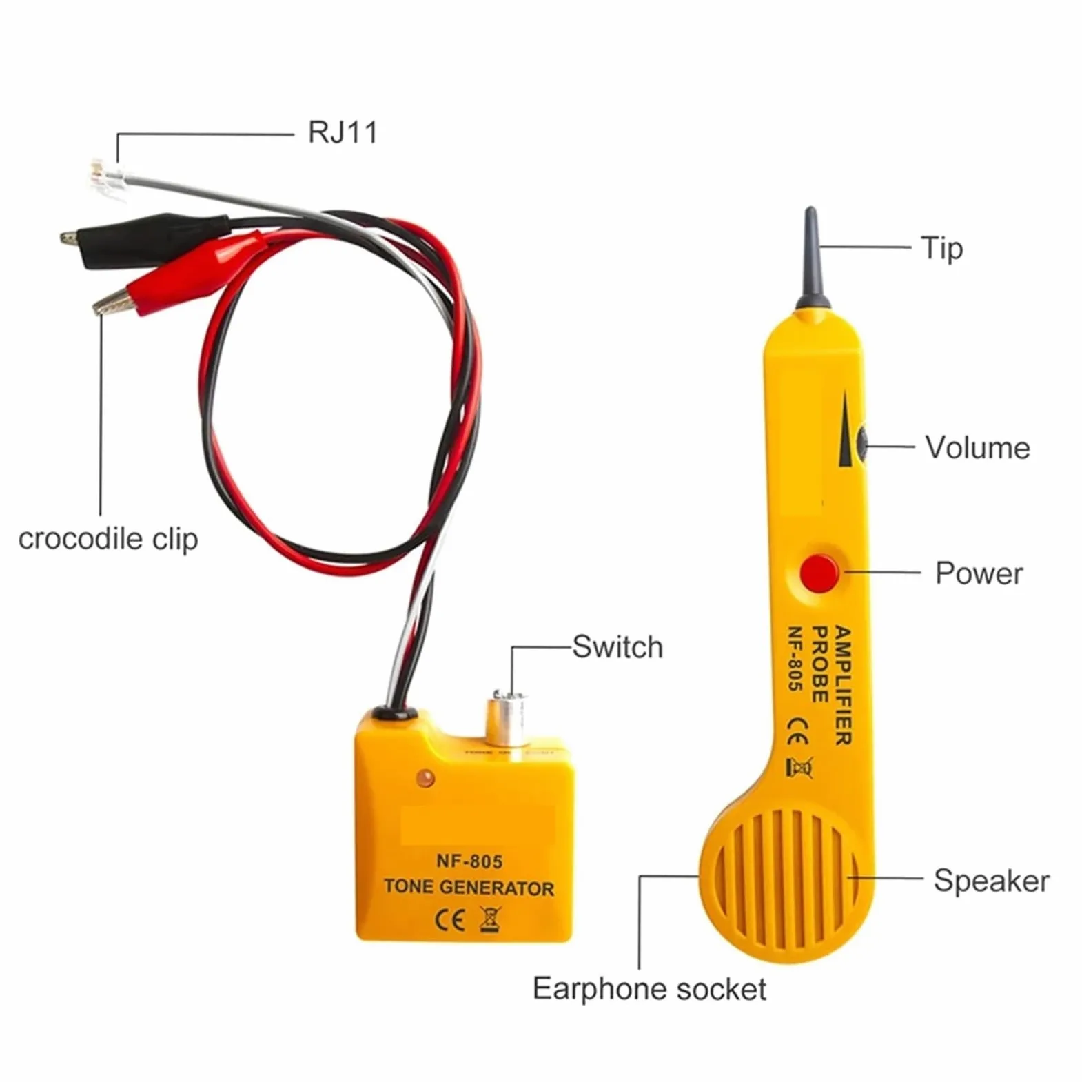 Generador de tonos for comprobador cables NF-805, rastreador alta precisión, amplificador inductivo con volumen ajustable - Omni-Check