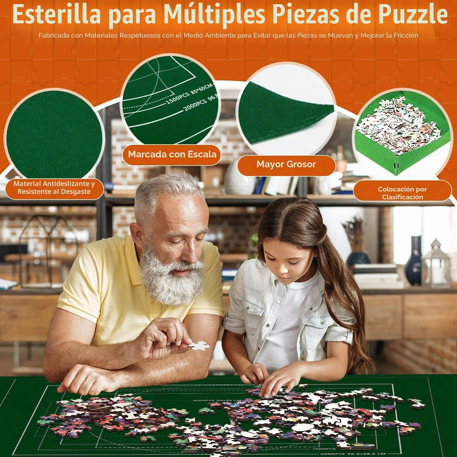 MOYKSRR Tapete Puzzle, Estera de Rompecabezas Portátil, Puzzle Mat Roll Up para 1000-3000 Piezas