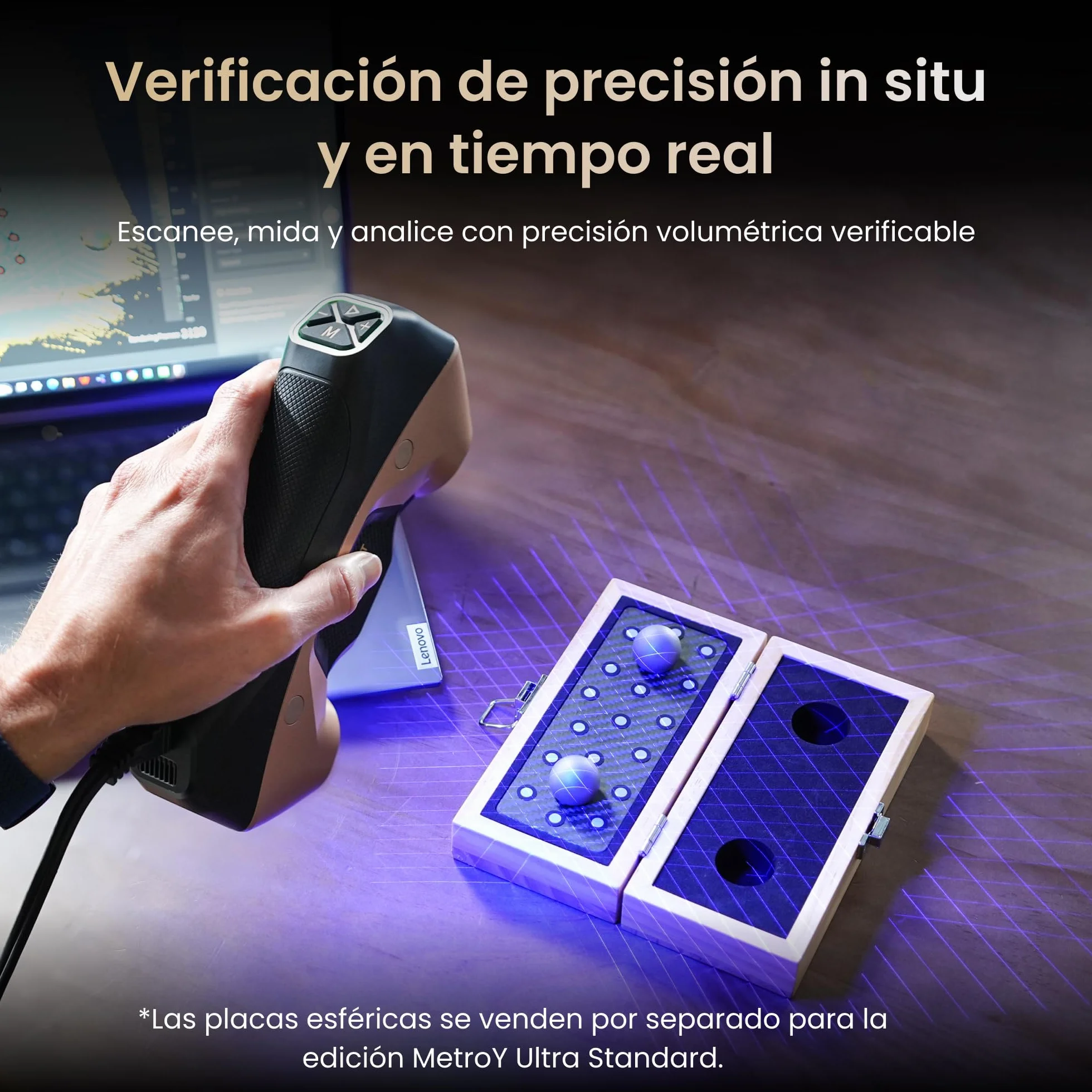 Revopoint MetroY Ultra Escáner 3D, Láser Azul de Precisión de 0,01 mm, Alta Velocidad de 90 FPS, Wi-Fi 6, Escaneo en Exteriores, Escaneo a Todo Color para Ingeniería Inversa e Impresión 3D, Estándar
