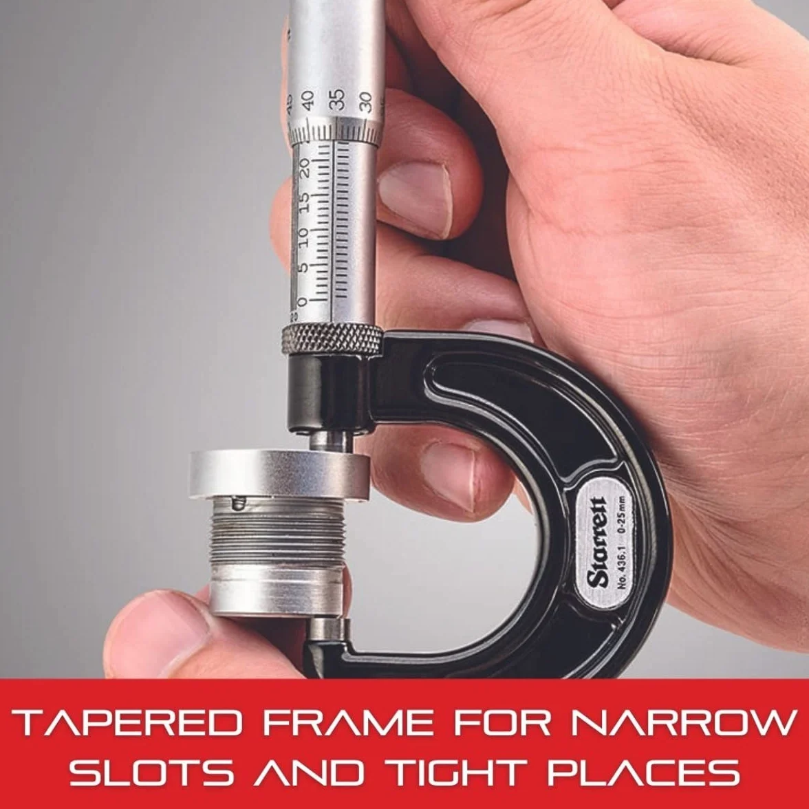 Starrett Micrómetro exterior T436.1XRL-2, tope de trinquete, tuerca de bloqueo, caras de carburo, rango de 1 a 2 pulgadas, graduación de 0.000 pulgadas, precisión de +/-0.000 pulgadas