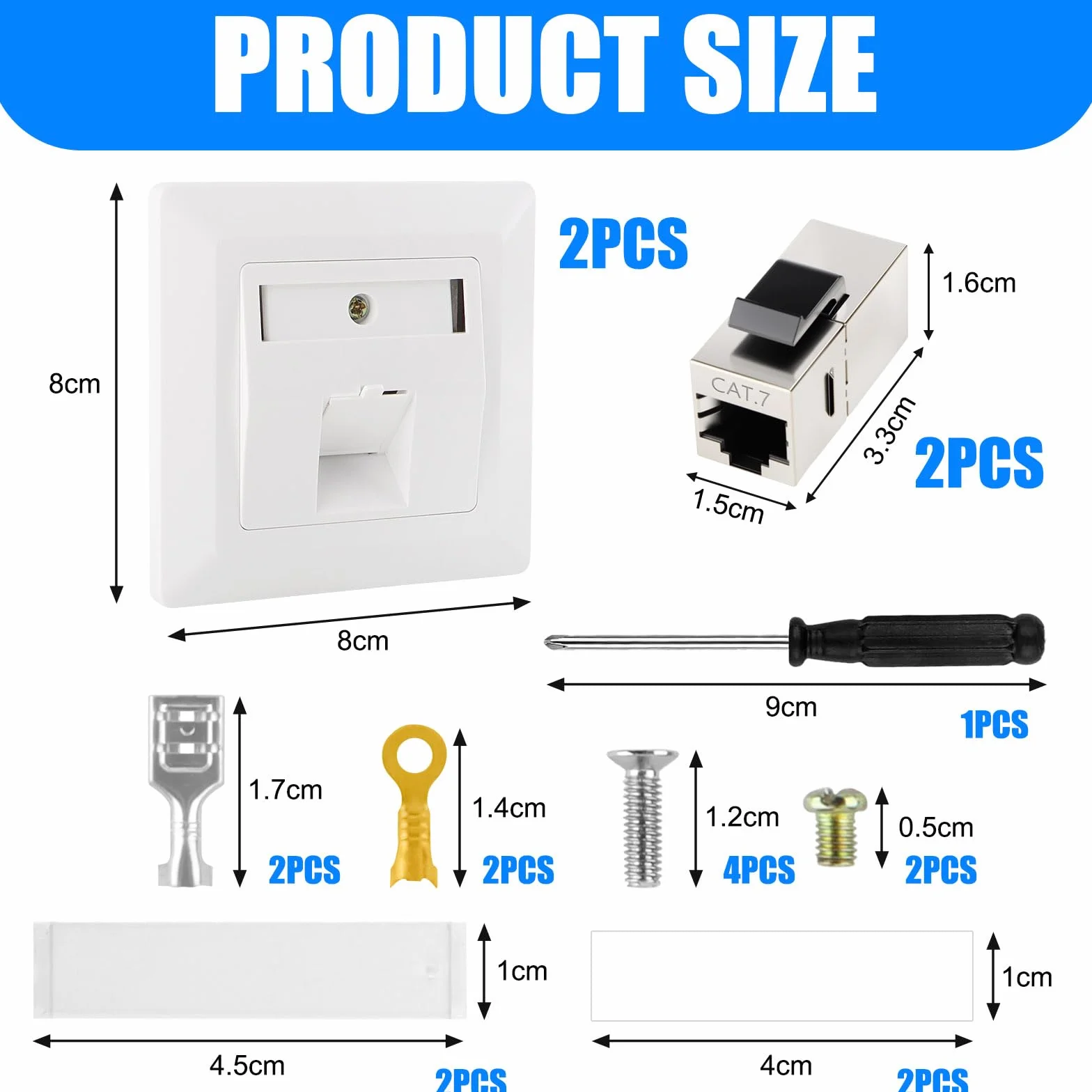 RJ45 Cat 7 STP Blindado 10 Gbit/s Toma de Red Empotrada 1 Puerto 2 Módulos Keystone Placa de Pared Ethernet