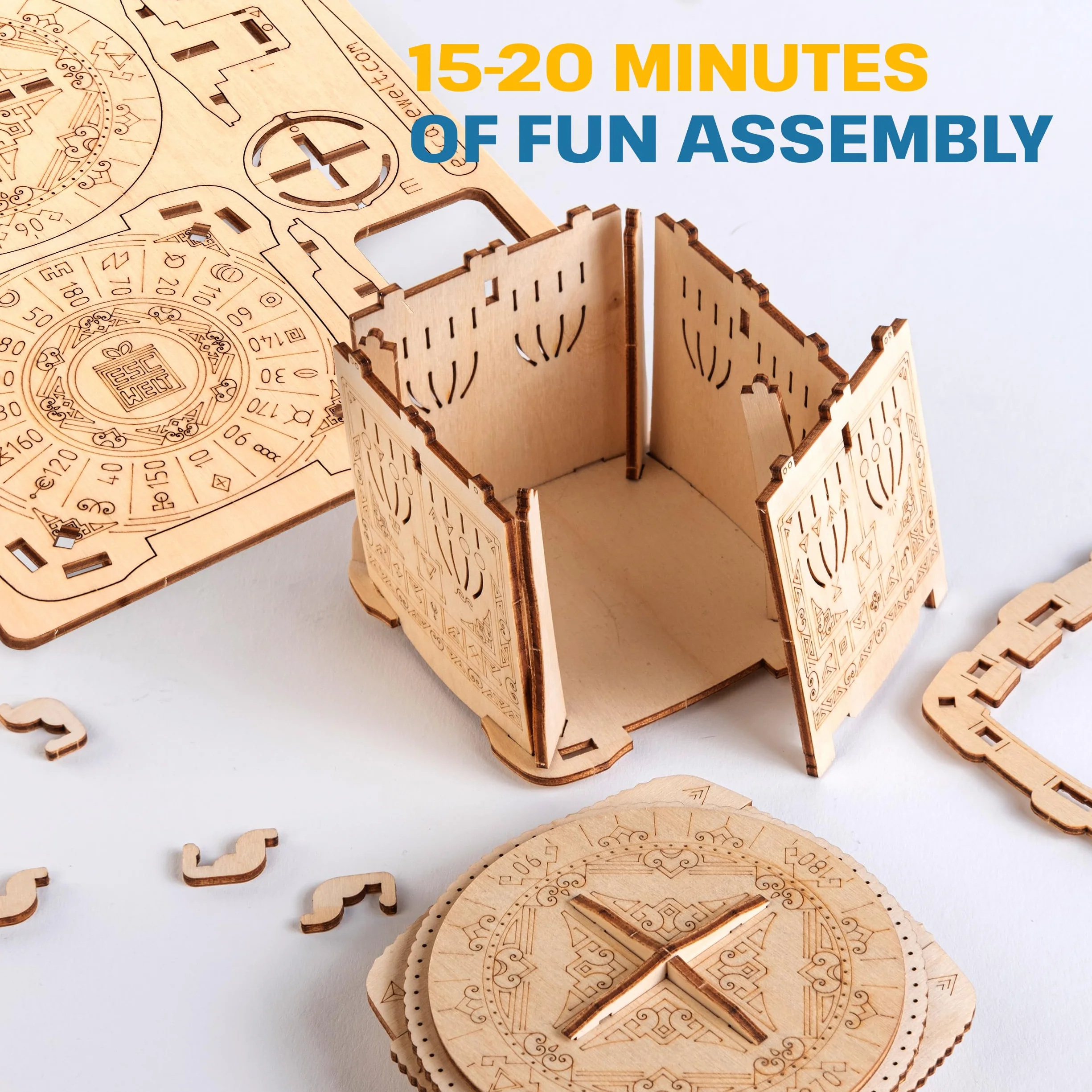 ESC WELT Secret Lock Box de Madera Rompecabezas 3D - Caja de Regalo Creativa para Dinero, Vales, Tarjetas de Regalo - Juego 3-en-1