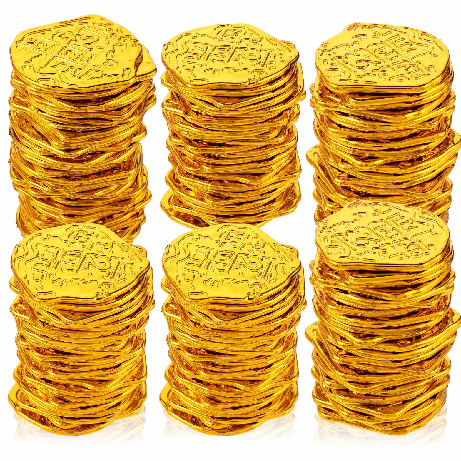 Lusofie 100 Piezas Monedas Pirata Réplica de Plástico Doblones Españoles para Fiesta Temática Halloween