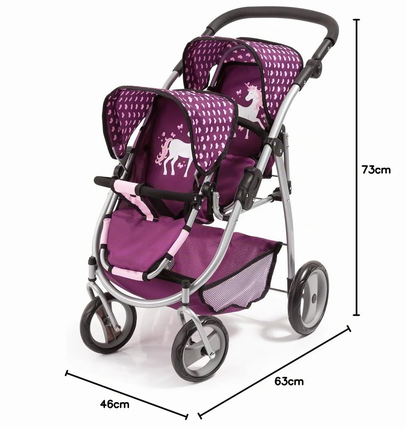 Bayer Design Carrito Doble para muñecas Rosa Ciruela Pink Purple