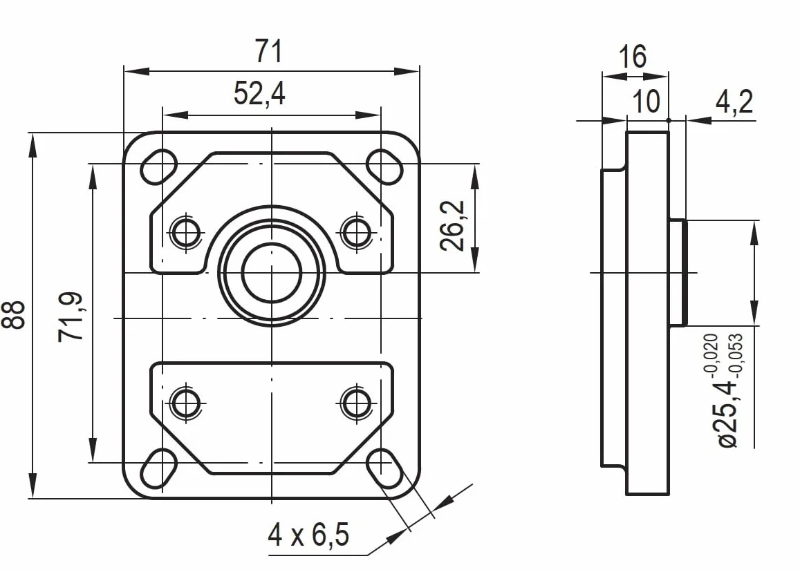 Bomba Hidráulica, Bomba de Engranajes, 1.8 L/min, 250 Bar, Eje Cónico 1:8, Puertos GAS (BSP), Montaje Europeo marca Hydrosila. Para Tractor, Prensa Hidráulica y Grupo Hidraulico