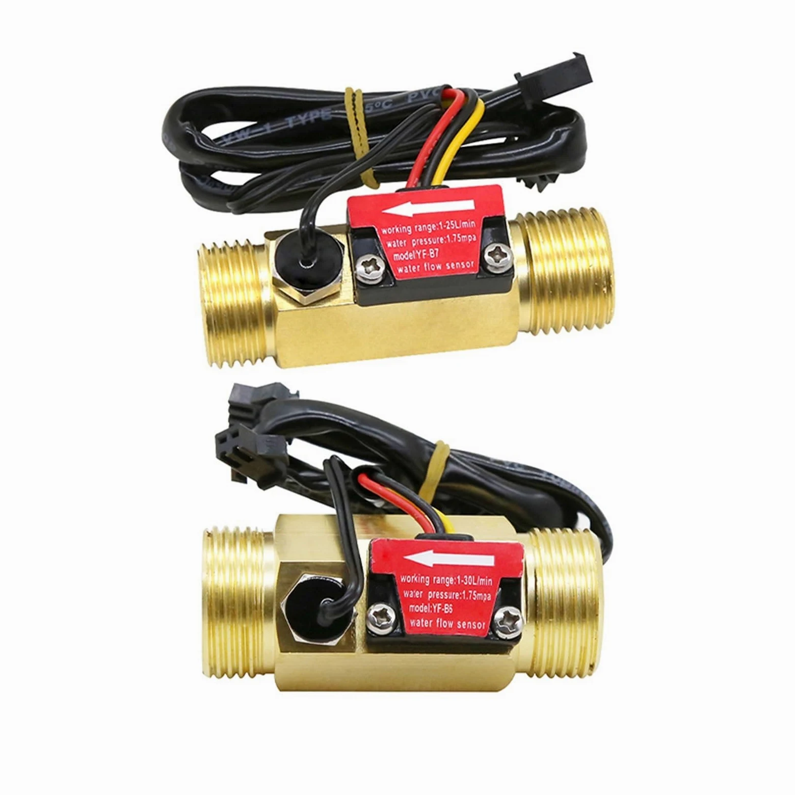 Sensor de Flujo de Agua DN15 DN20, Rosca Externa de latón de 1,75 MPa, caudalímetro de turbina de Pulso, DC5~18V con detección de Temperatura,para Un Funcionamiento Eficiente(DN20)