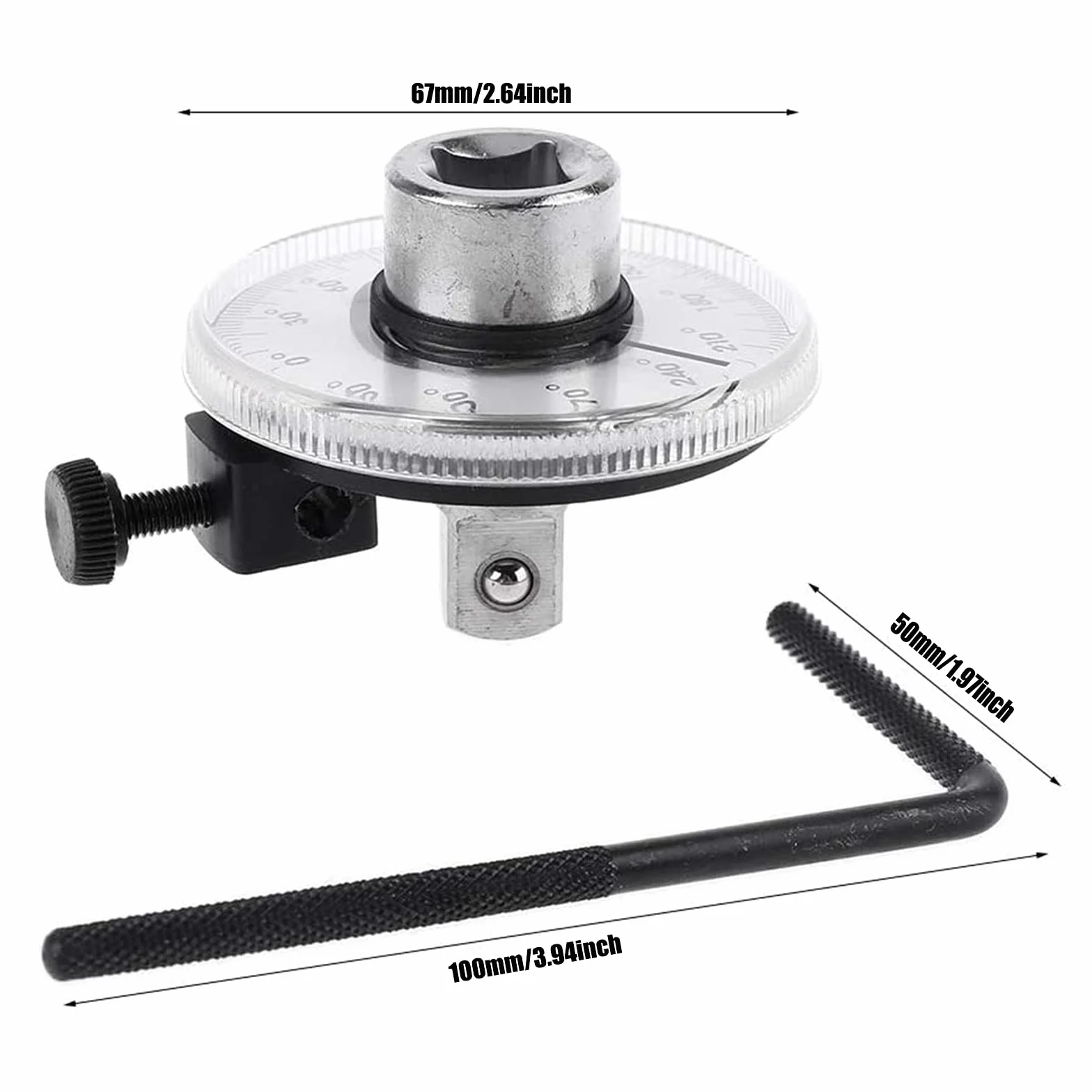 Medidor Angular de Torque con Llave de 1/2" Cuadrado Interior 0-360 ° Herramienta de Medidor de Automóvil de Medidor de Ángulo de Torque de Transmisión para Llave Dinamometrica