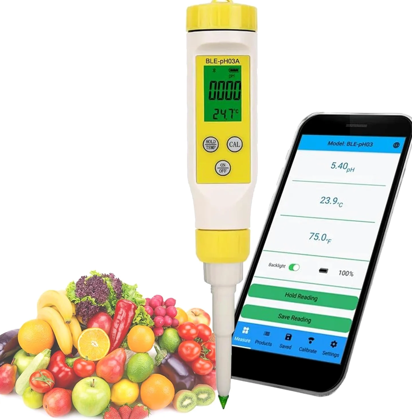 Genérico Medidor De Ph De Grado Alimenticio con Control Automático De Temperatura Y Resolución De 0