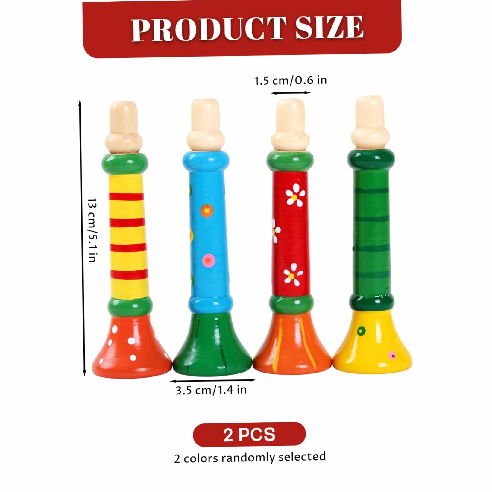 Trompeta de juguete de madera para niños pequeños 2 piezas instrumento musical de simulación