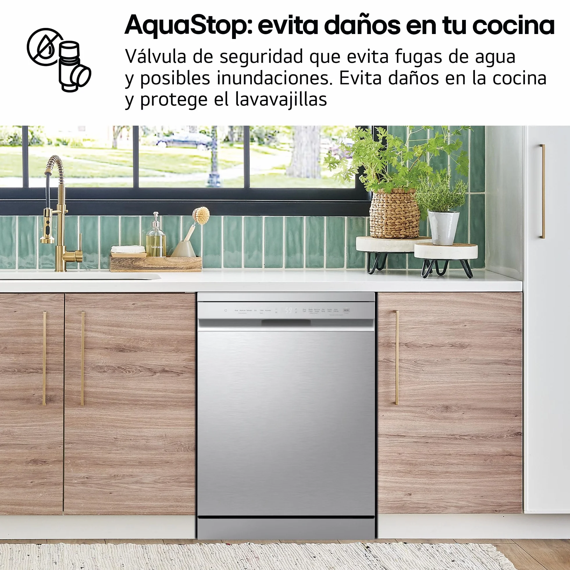 LG DF273FV Lavavajillas QuadWash Steam EasyRack Bandeja Cubiertos Smart Diagnosis Apertura Automática A 14 Inox Antihuellas