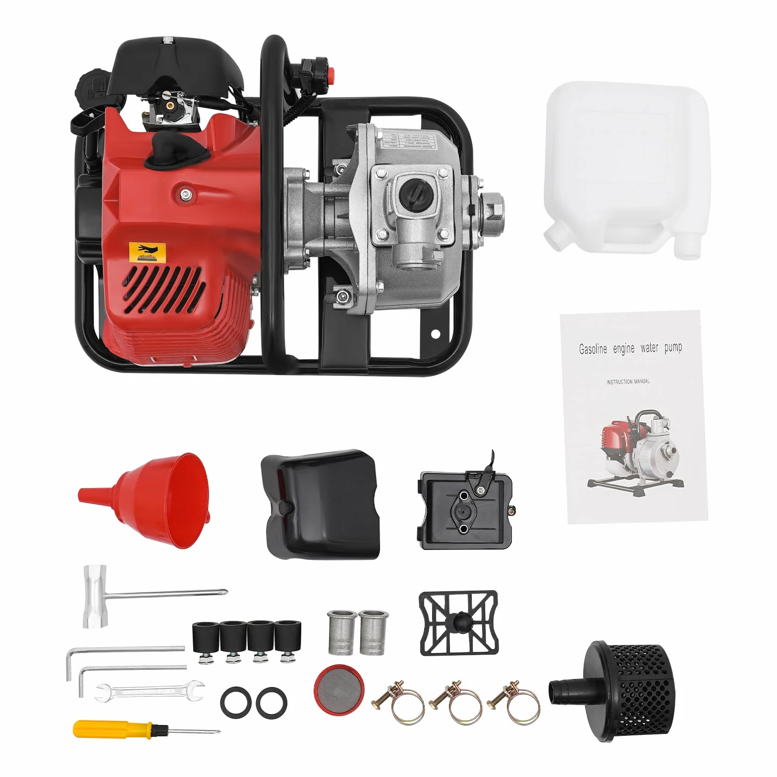 Bomba de agua de gasolina, motor de 40.2 cc, bomba de jardín, 1,25 kW, altura de extracción de 35 m, conexión de 38 mm (1,5 pulgadas), bomba de jardín con motor de 2 tiempos