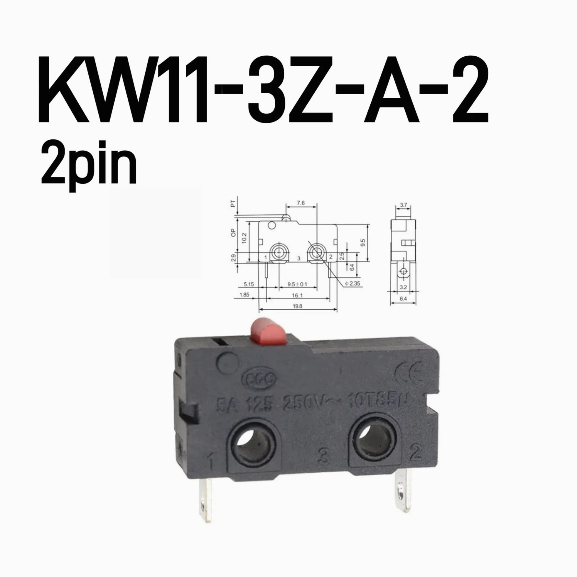Microinterruptor de límite 5-10-30 Uds 5A 125V250V KW12 interruptor de límite viaje KW11-3Z-2 con botón contacto Micro