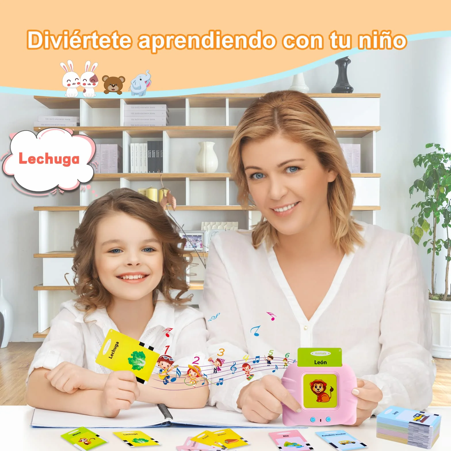 Tarjetas Flash Parlantes Juguetes de Aprendizaje 1-6 Años 112 Hojas 224 Español Palabras Juguetes Educativos Audibles Recurso Preescolar Electrónico Azul