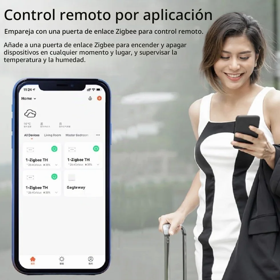 Zigbee Controlador de Sensor de Temperatura con Sonda Impermeable, Control Remoto Tuya App 16 A Smart Switch