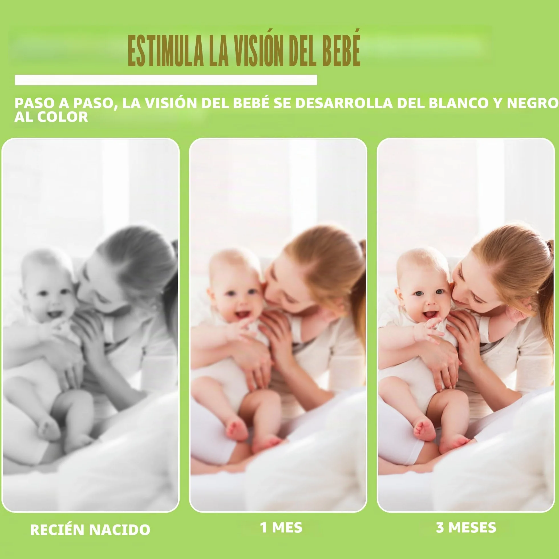 Tarjetas de Estimulación Visual Bebé 80 Piezas Blanco y Negro Alto Contraste 0-36 Meses